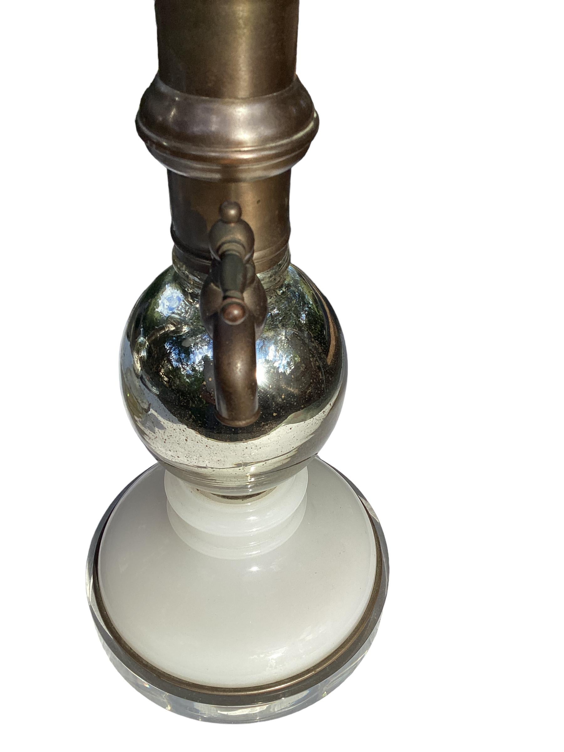 20th Century Pair of Mercury Glass Seltzer Bottle Lamps by Warren Kessler For Sale