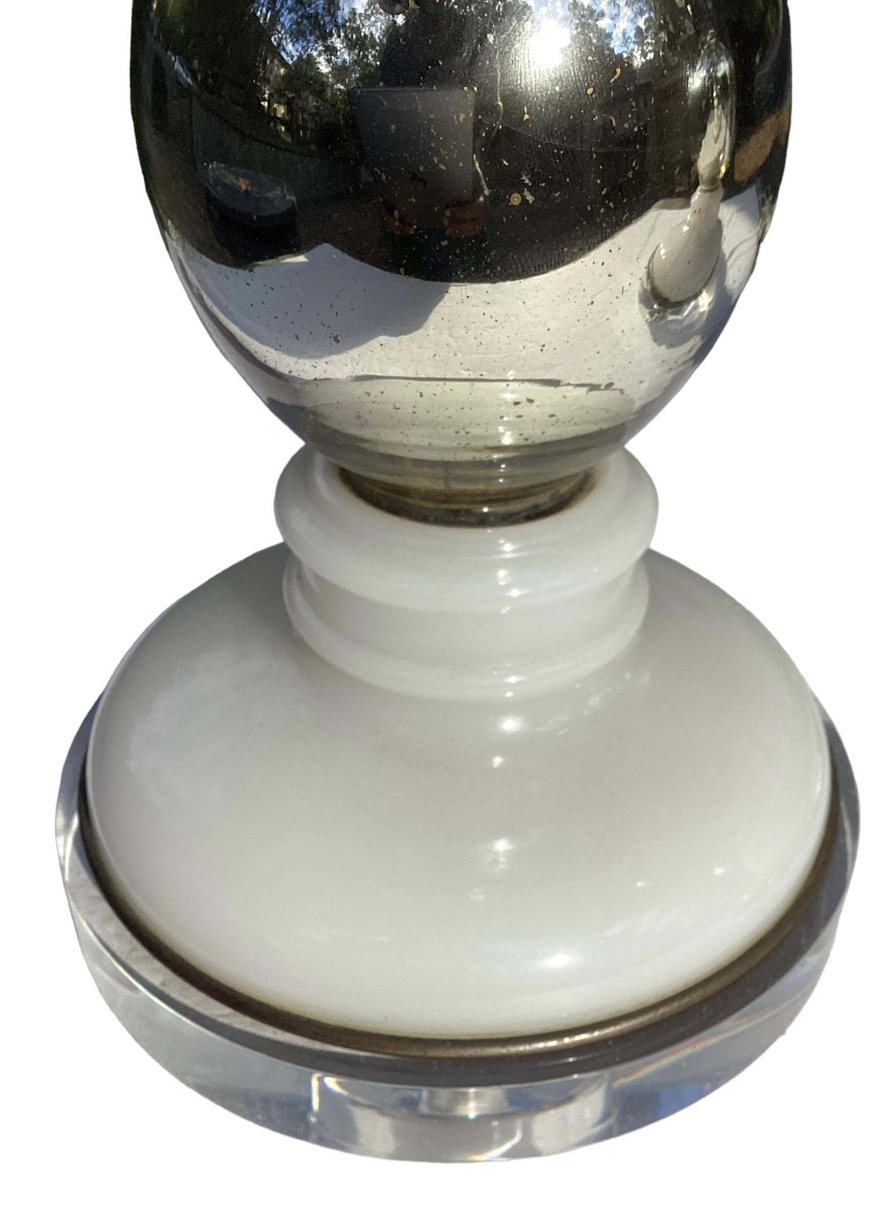 Pair of Mercury Glass Seltzer Bottle Lamps by Warren Kessler For Sale 1