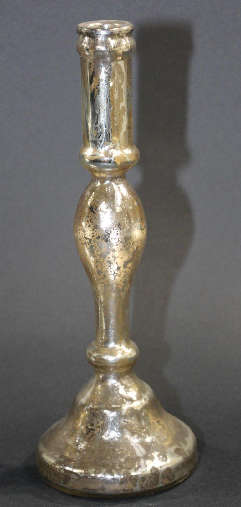 British Colonial Pair of Mercury Glass Silvered Candlesticks For Sale