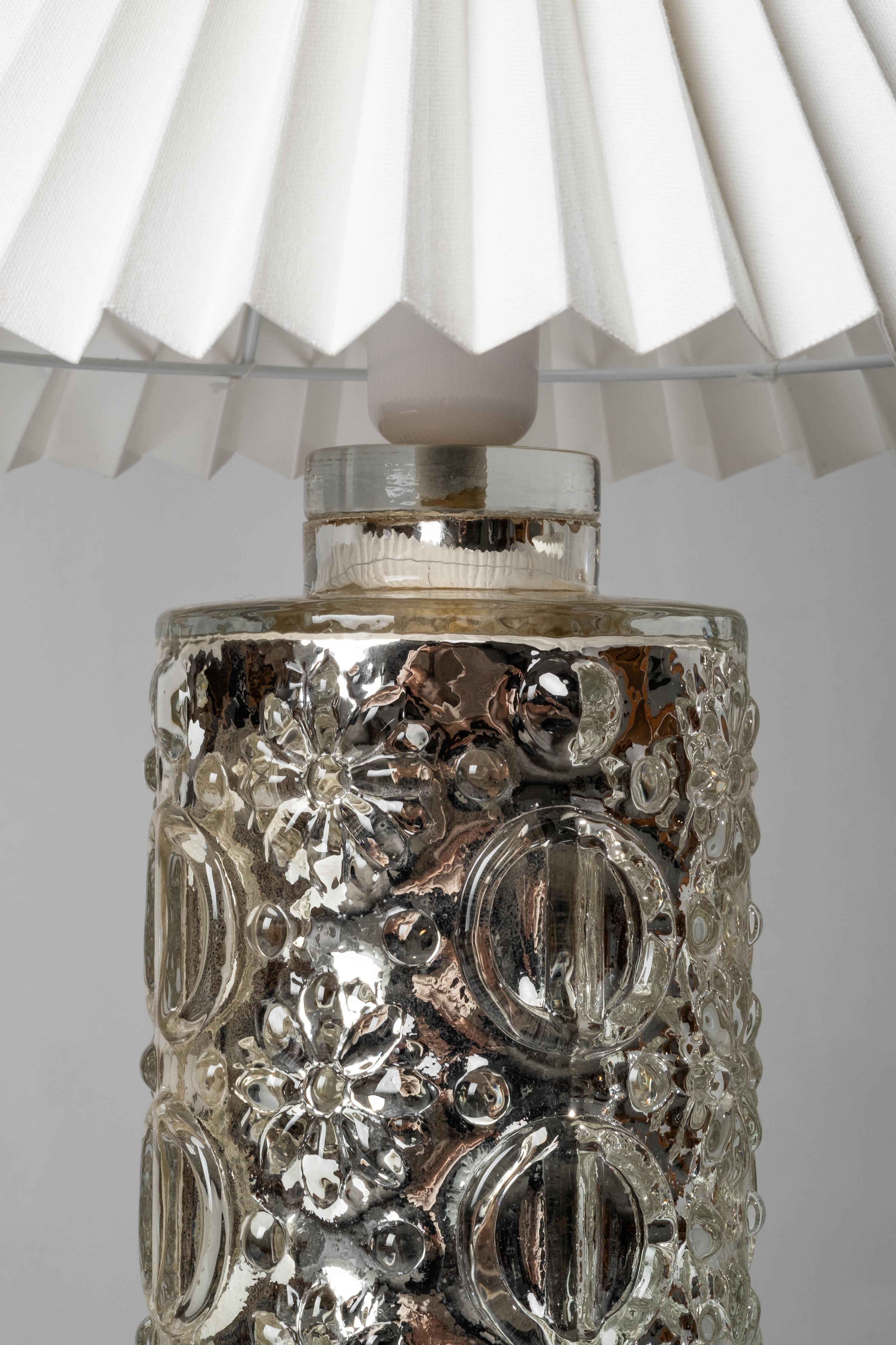 Pair of Mercury Glass Table Lamps by Gustav Leek for Orrefors, Sweden, 1960s For Sale 3