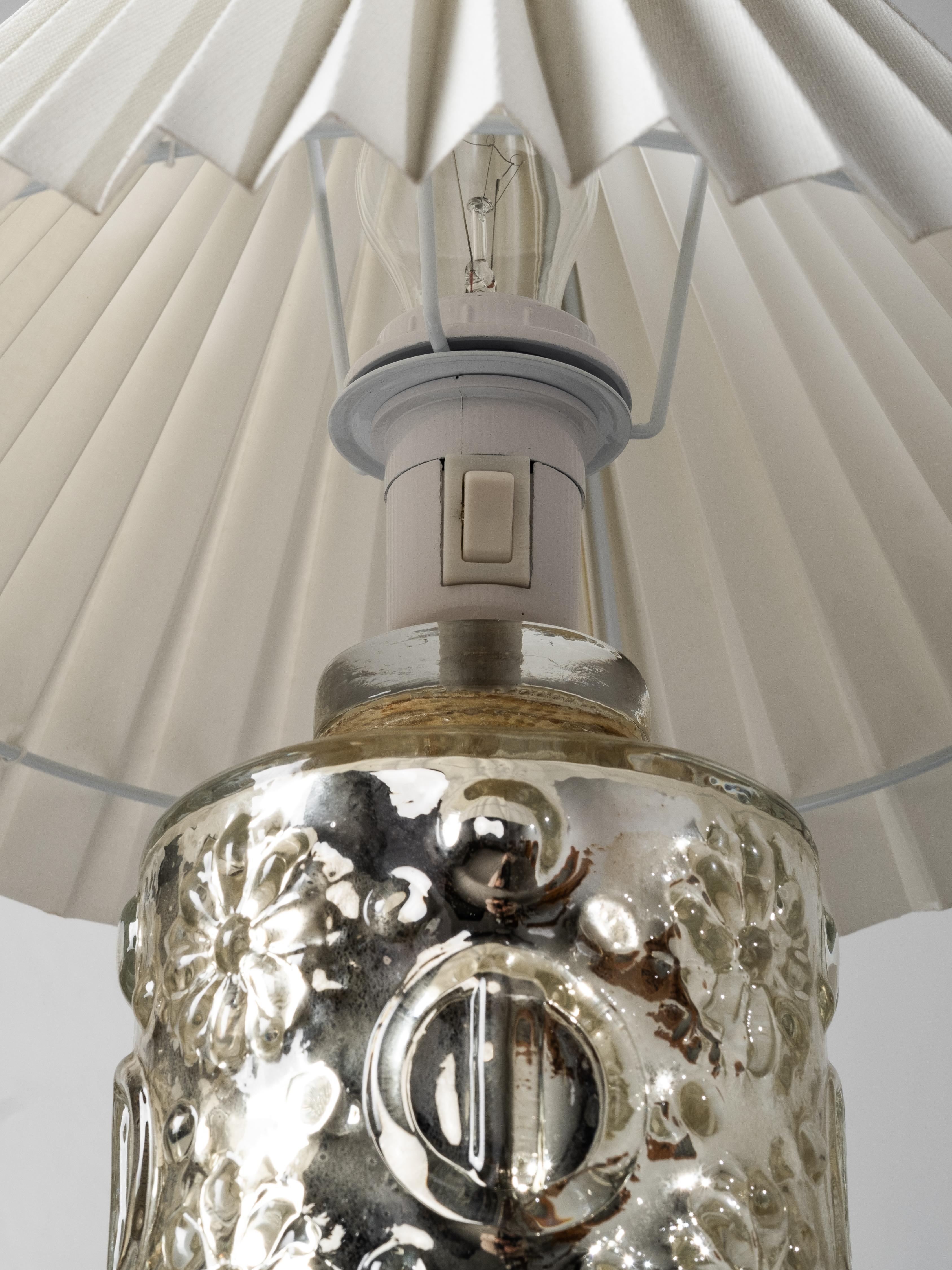 Pair of Mercury Glass Table Lamps by Gustav Leek for Orrefors, Sweden, 1960s For Sale 4