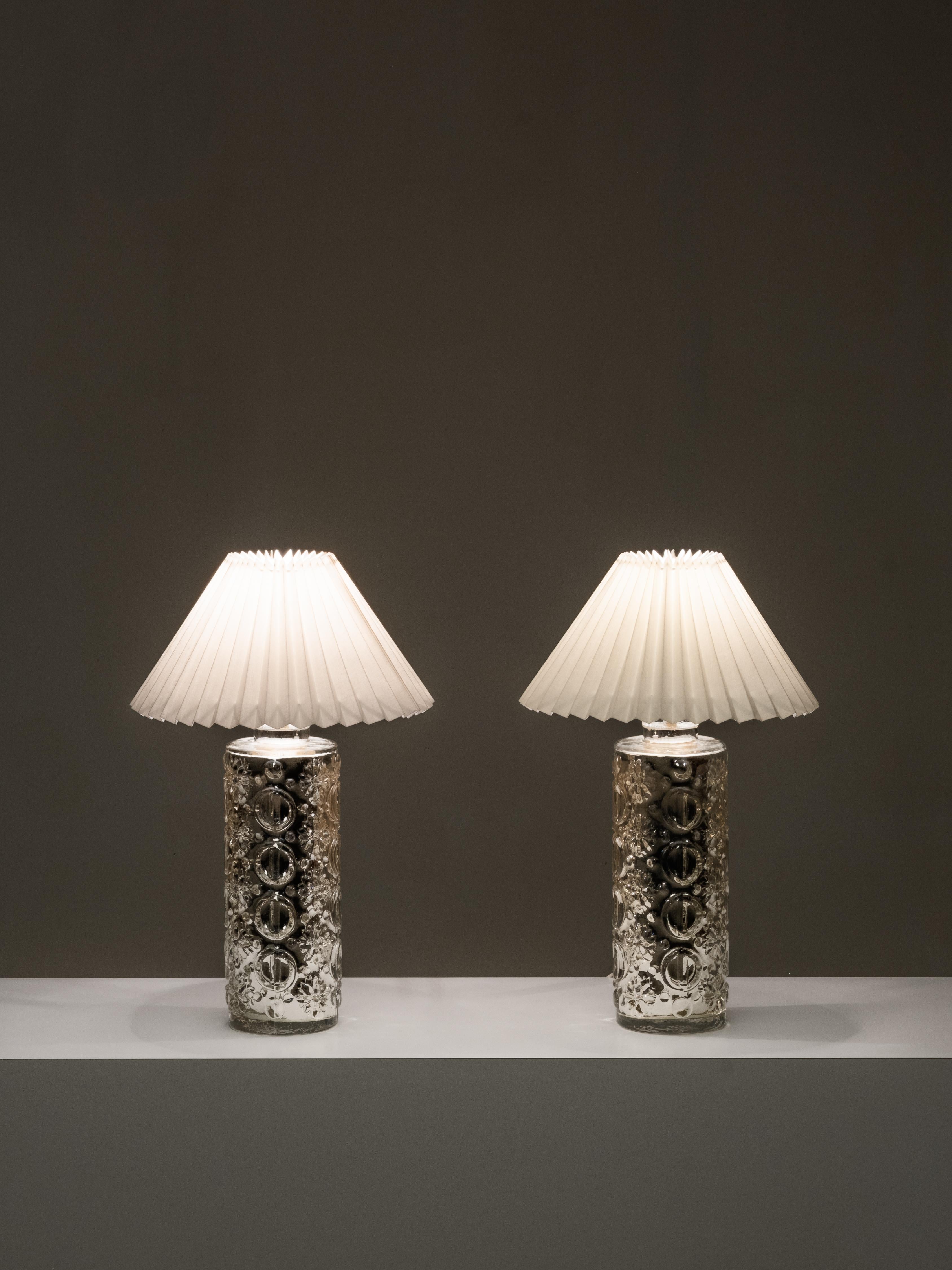 Pair of Mercury Glass Table Lamps by Gustav Leek for Orrefors, Sweden, 1960s For Sale 5