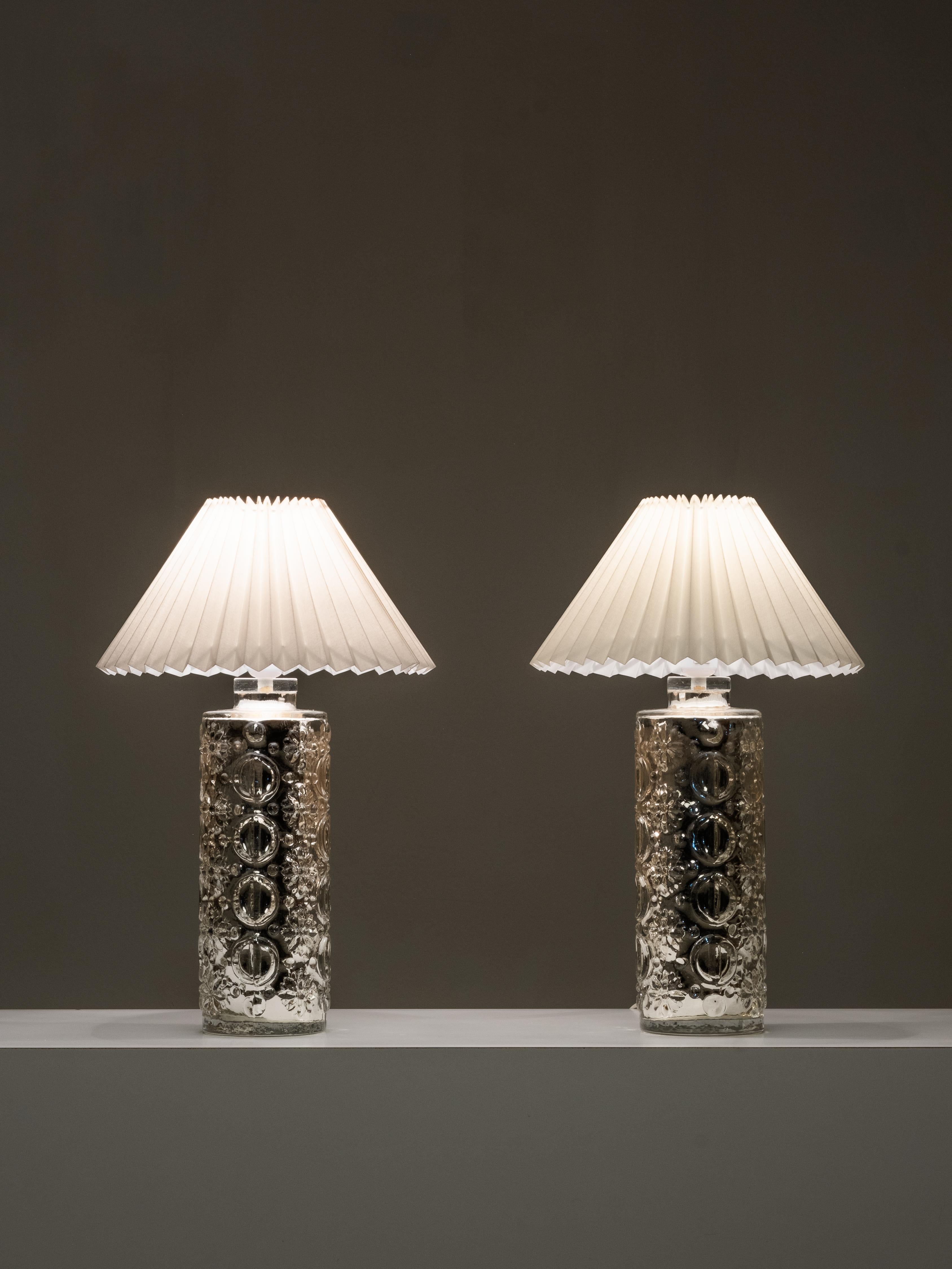 Pair of Mercury Glass Table Lamps by Gustav Leek for Orrefors, Sweden, 1960s For Sale 6