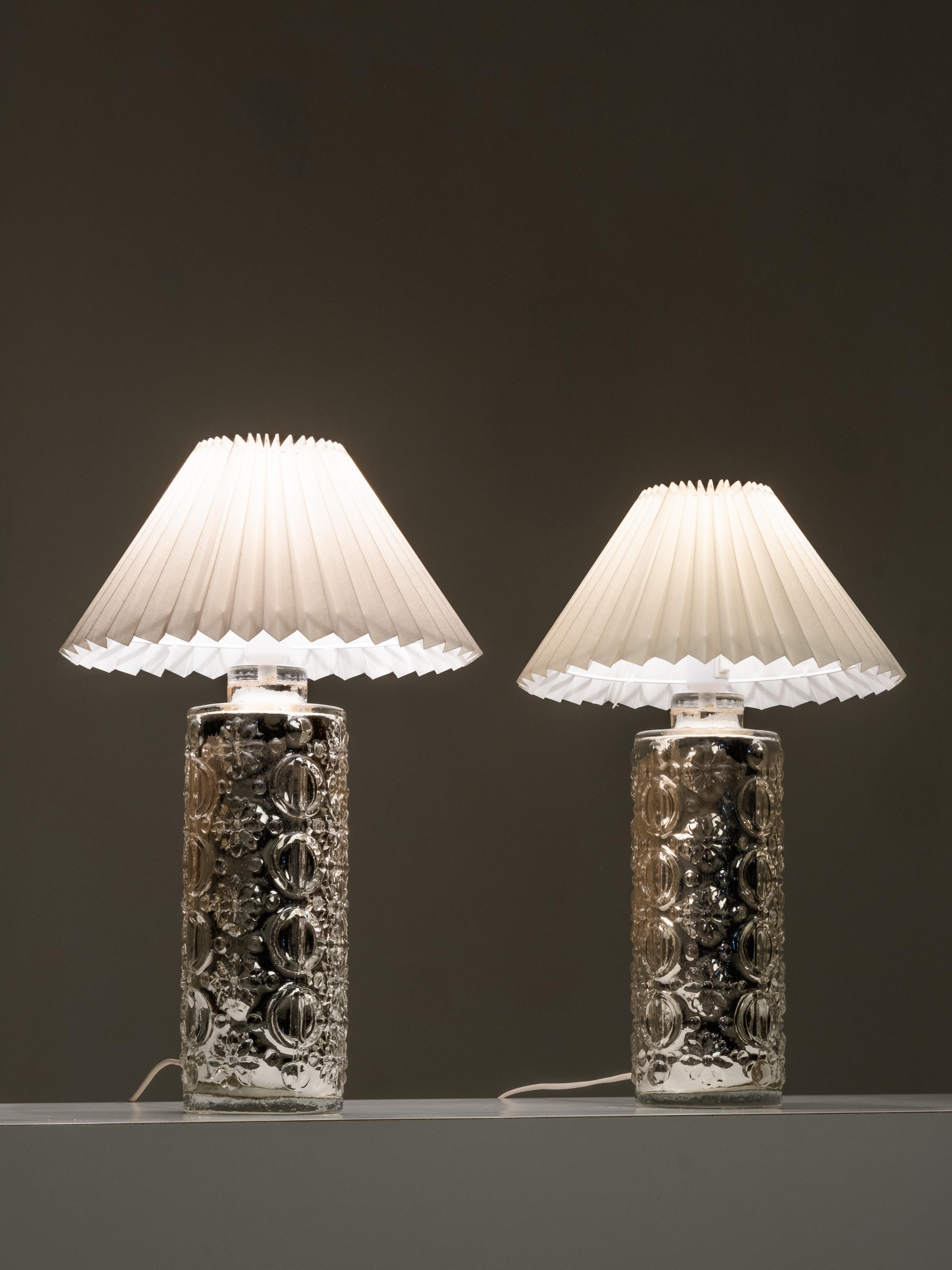 Pair of Mercury Glass Table Lamps by Gustav Leek for Orrefors, Sweden, 1960s For Sale 7