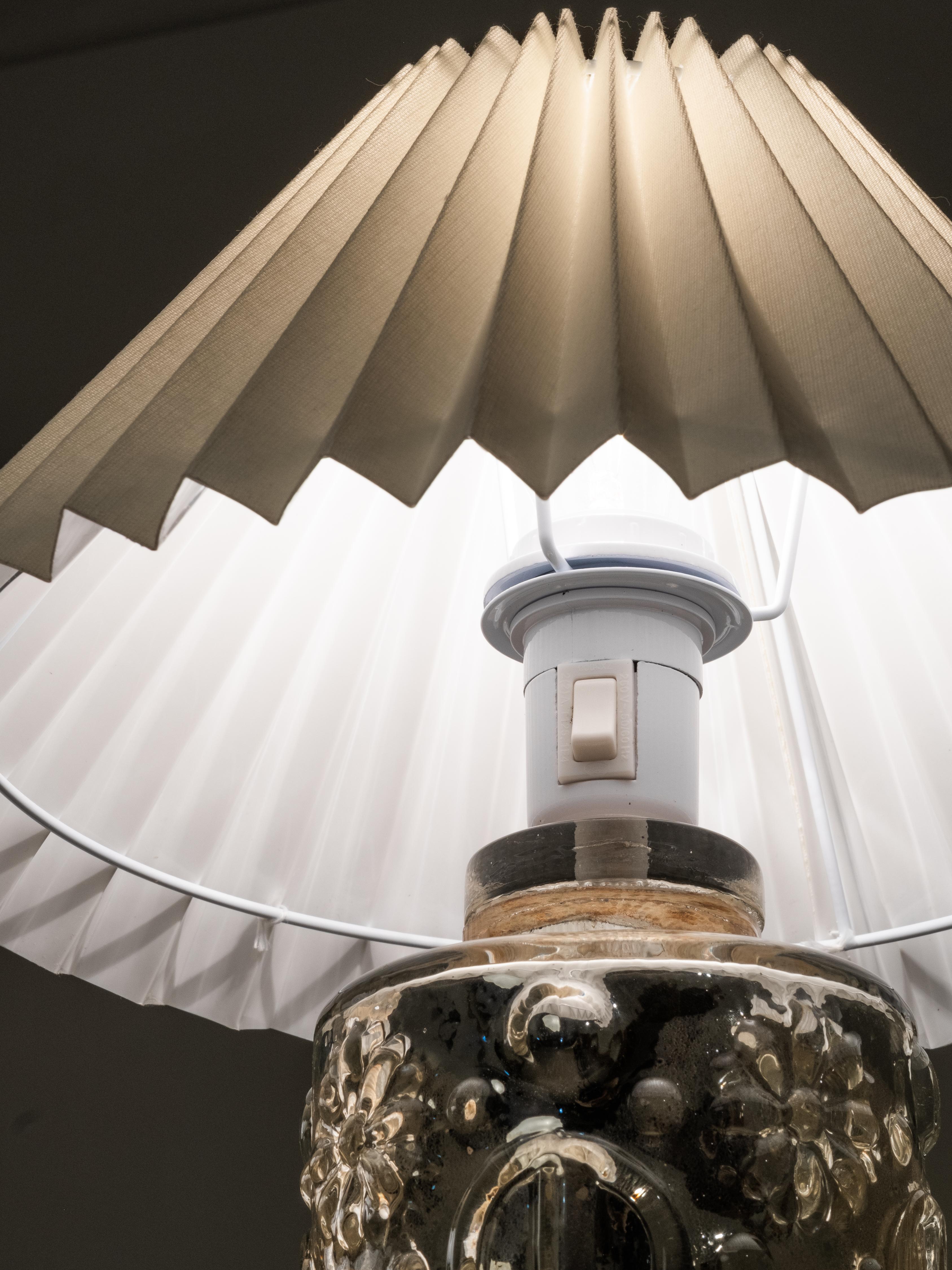 Pair of Mercury Glass Table Lamps by Gustav Leek for Orrefors, Sweden, 1960s For Sale 10