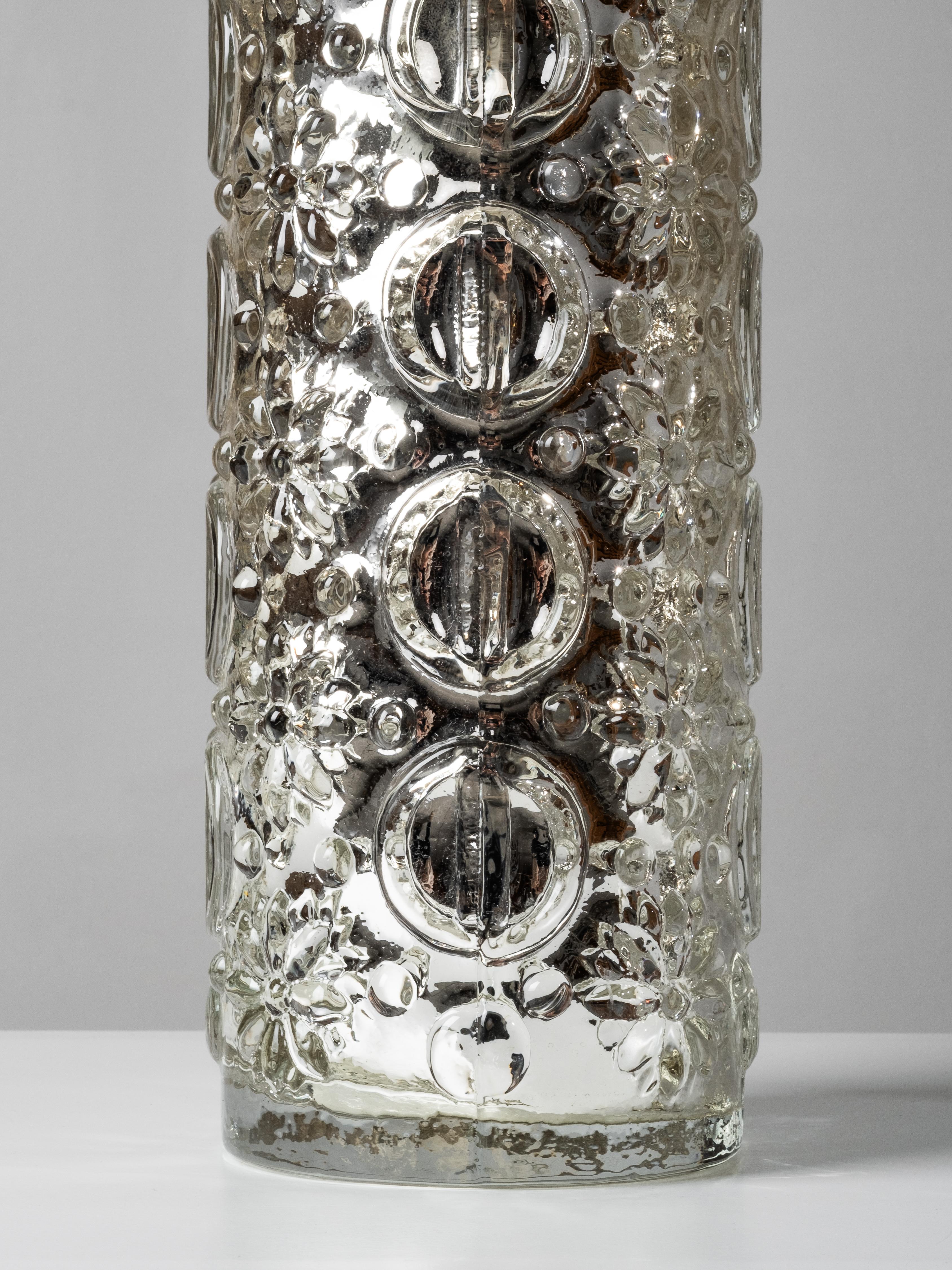 Mid-20th Century Pair of Mercury Glass Table Lamps by Gustav Leek for Orrefors, Sweden, 1960s For Sale