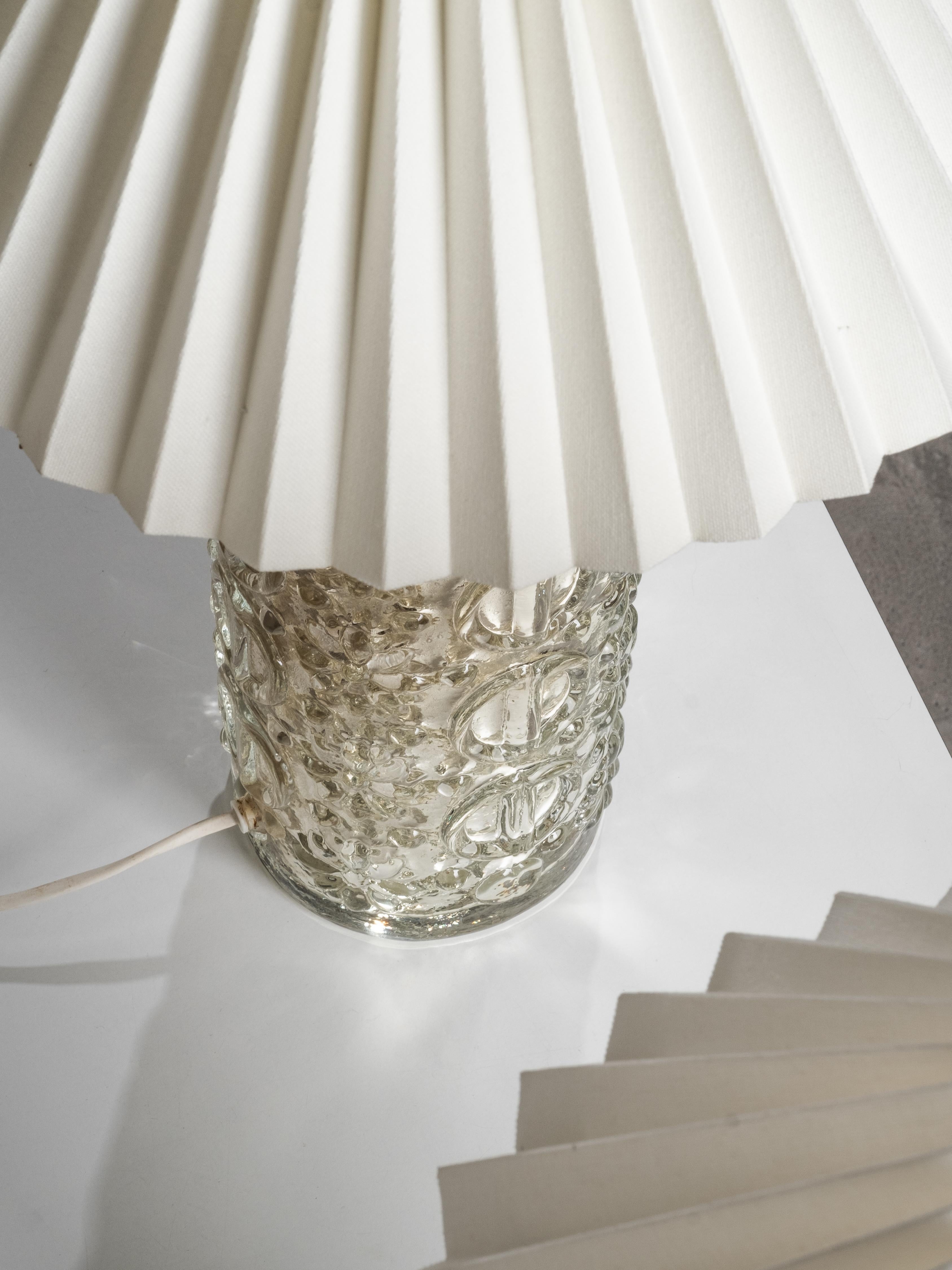Metal Pair of Mercury Glass Table Lamps by Gustav Leek for Orrefors, Sweden, 1960s For Sale