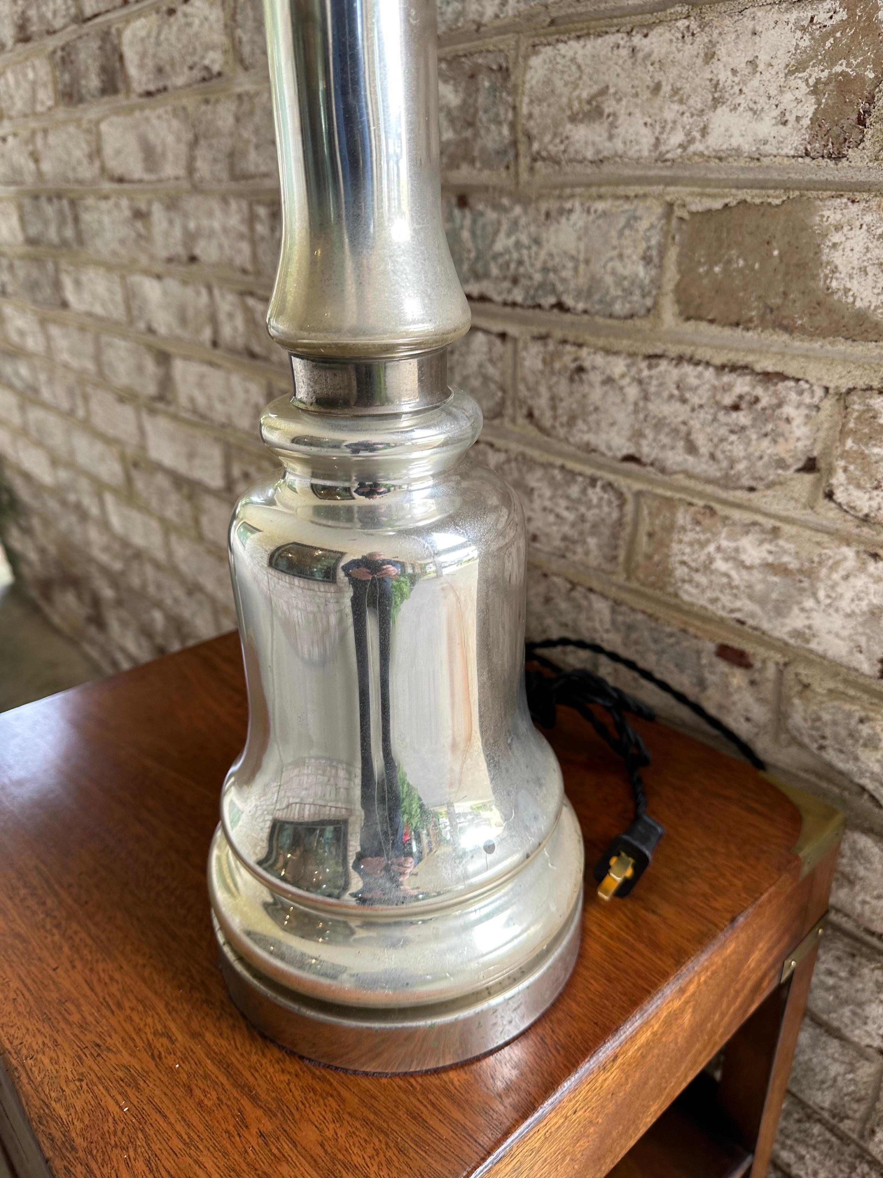20th Century Pair of Mercury Glass Table Lamps For Sale