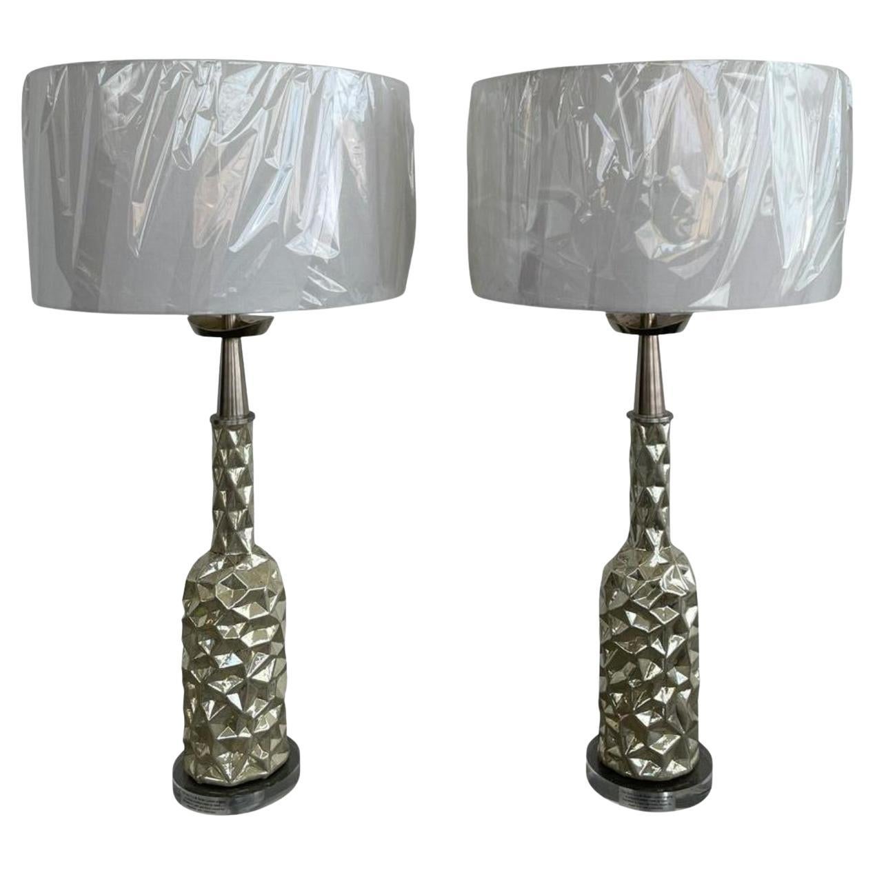 Pair of Mercury Glass Table Lamps From Mr. Brown, London For Sale