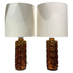 Pair of mercury glass tables lamps Gustav Leek Orrefors Sweden 1960