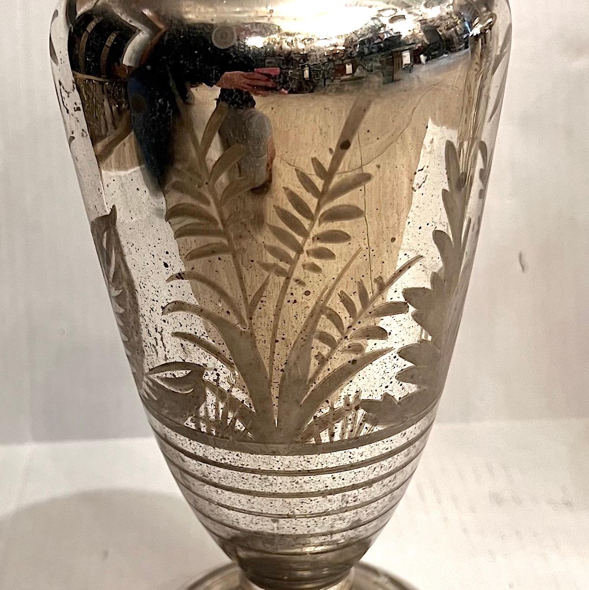 Early 20th Century Pair of Mercury Glass Vases For Sale