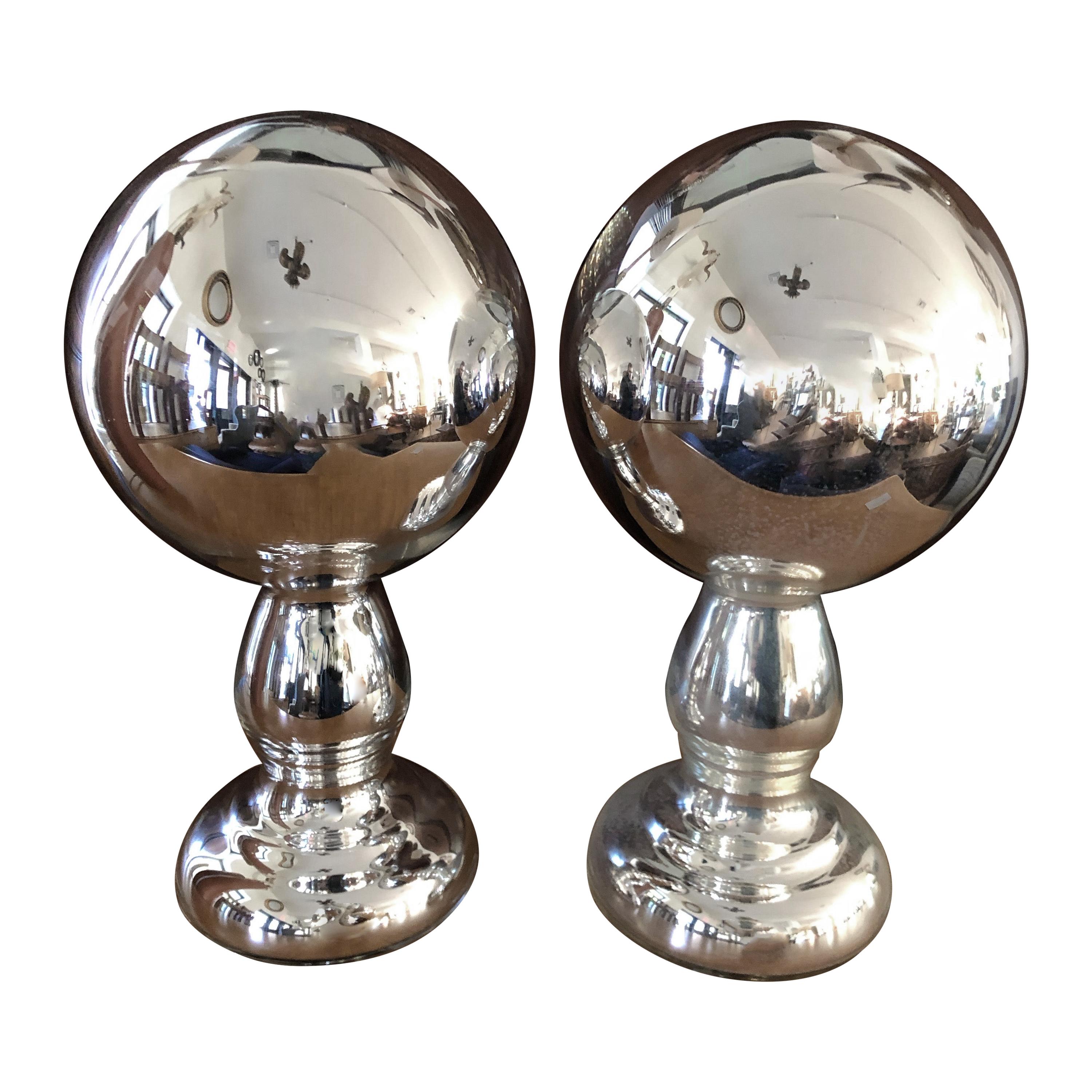 Pair of Mercury Glass Wig Stands