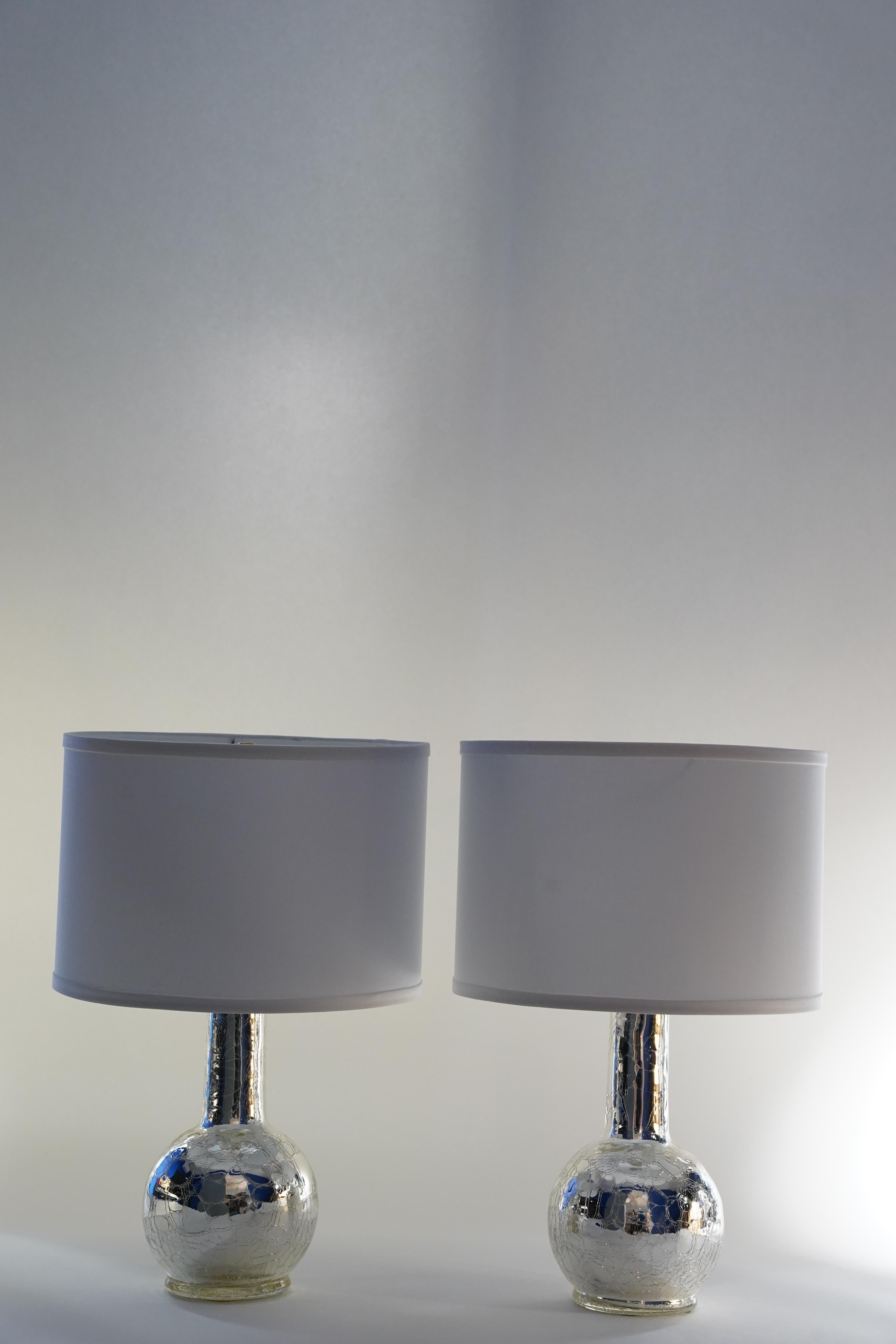 Paire de lampes de bureau craquelées en argent mercuré par Luxus, Suède, 1970 en vente 2