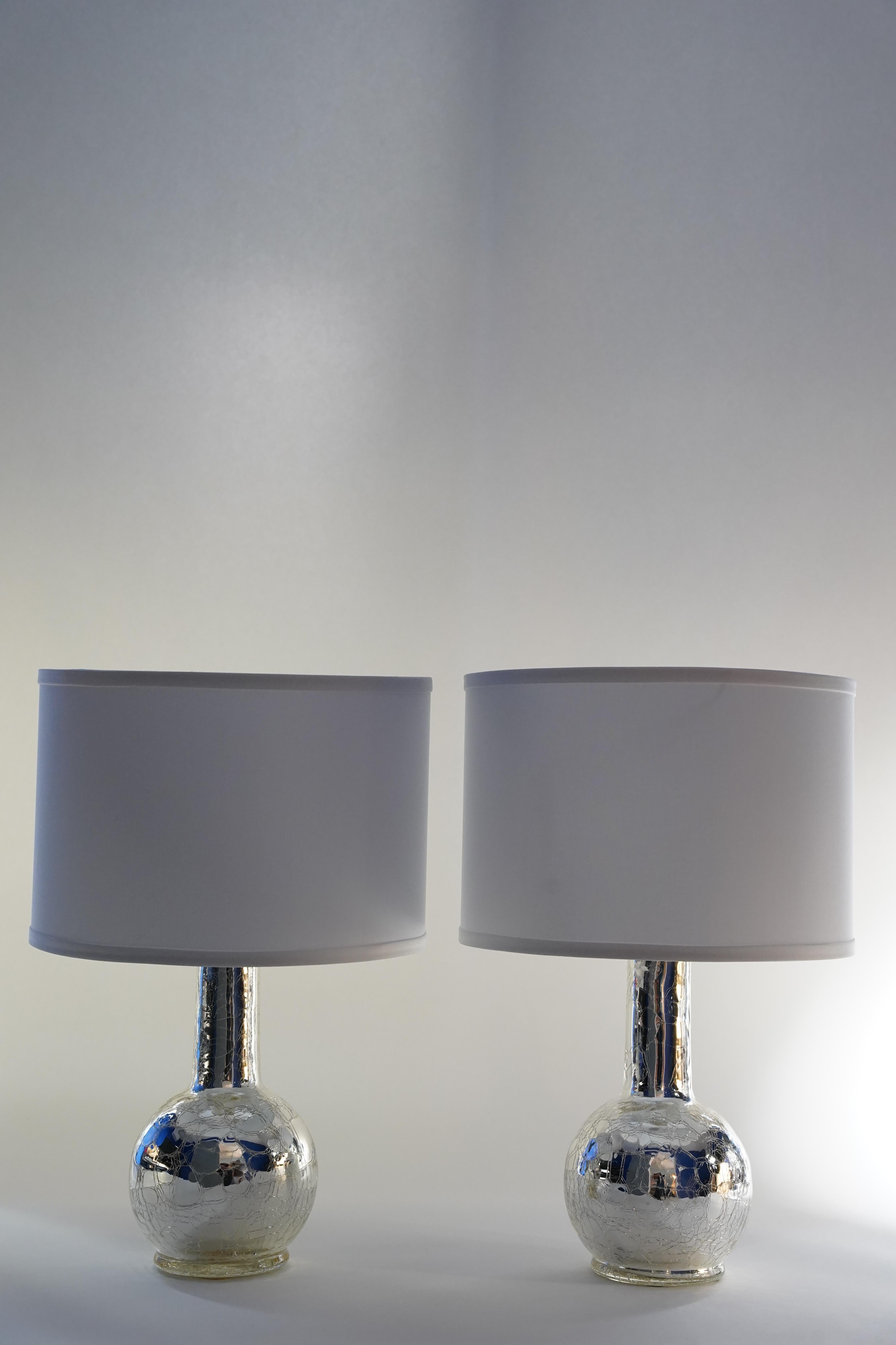 Paire de lampes de bureau craquelées en argent mercuré par Luxus, Suède, 1970 en vente 4