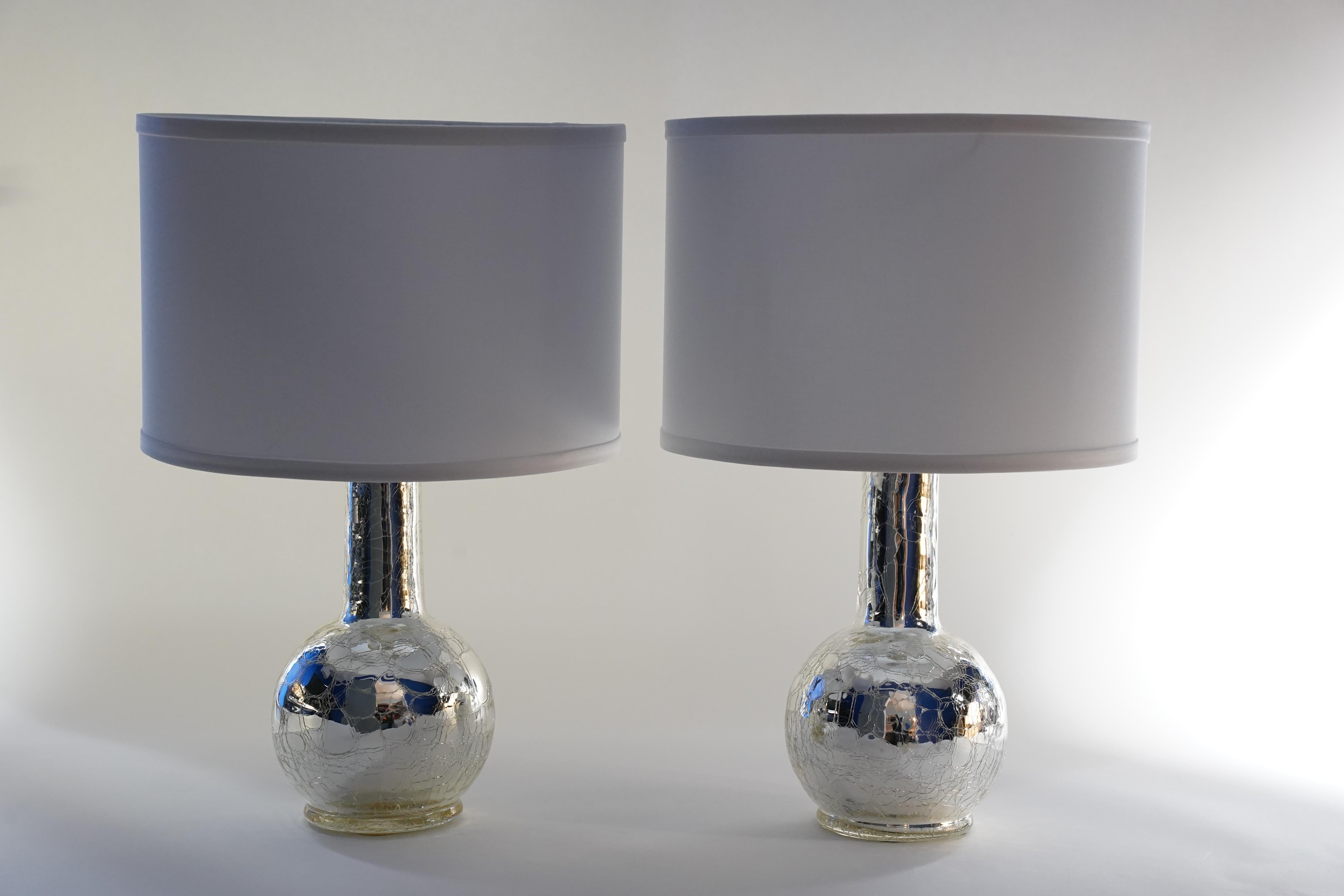 Paire de lampes de bureau craquelées en argent mercuré par Luxus, Suède, 1970 en vente 5