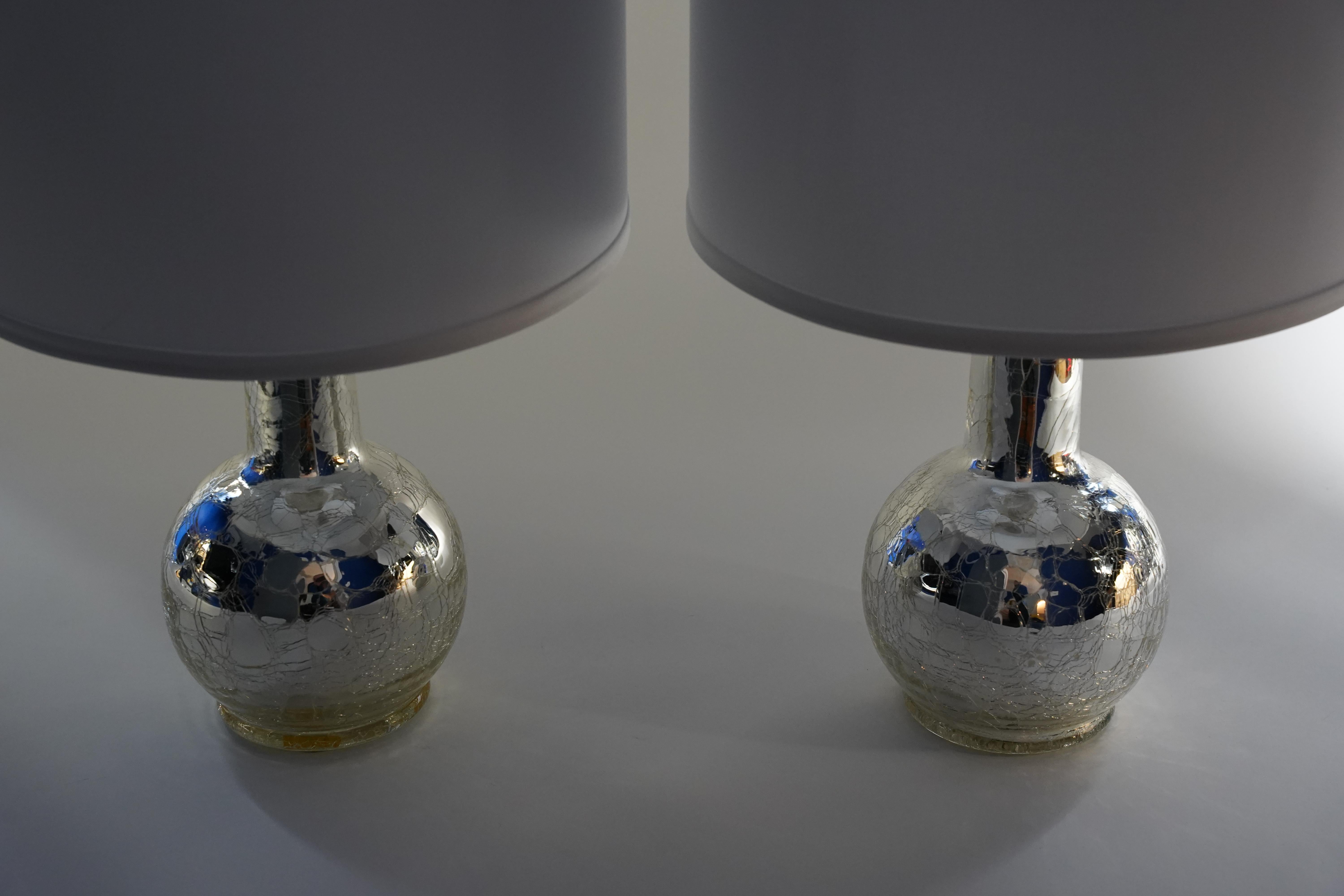 Paire de lampes de bureau craquelées en argent mercuré par Luxus, Suède, 1970 en vente 1