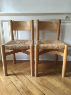 pair of Meribel chair from 1950's Charlotte Perriand. 