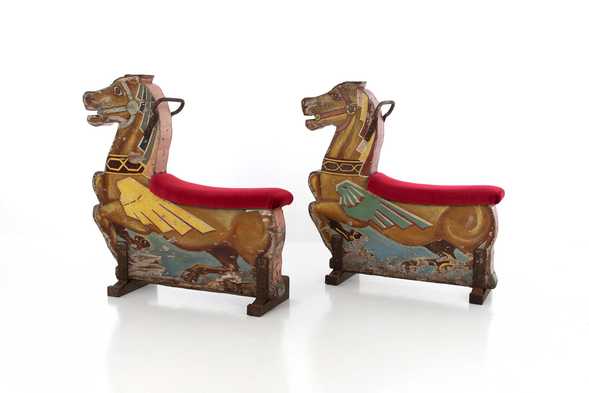 Pair of Merry-Go-Round Art Deco Horses, circa 1930s For Sale 2