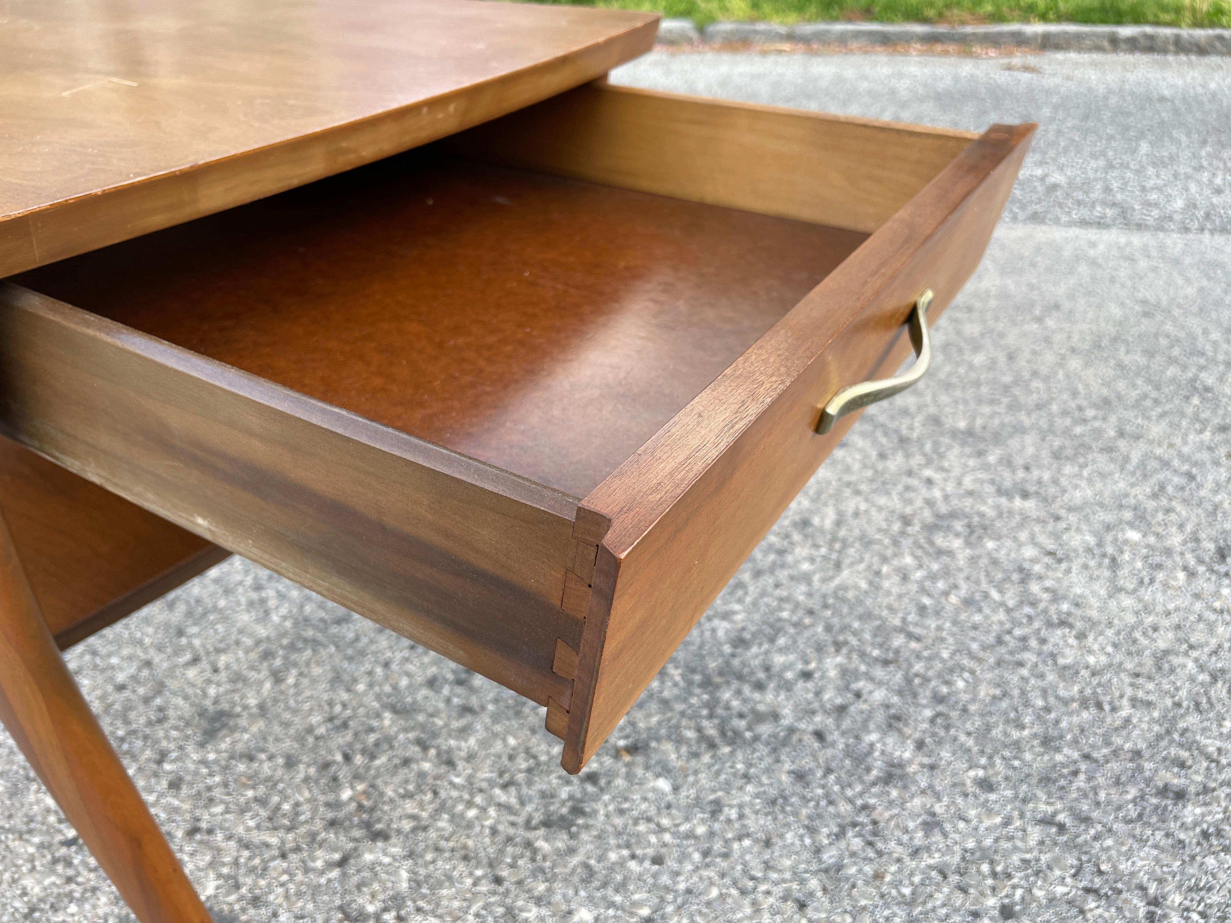 Pair of Mersman Midcentury End Tables with Shelf and Drawers For Sale 4