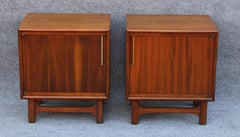 Pair of Merton Gershun for Cavalier Mid-Century Modern Walnut Brass Nightstands