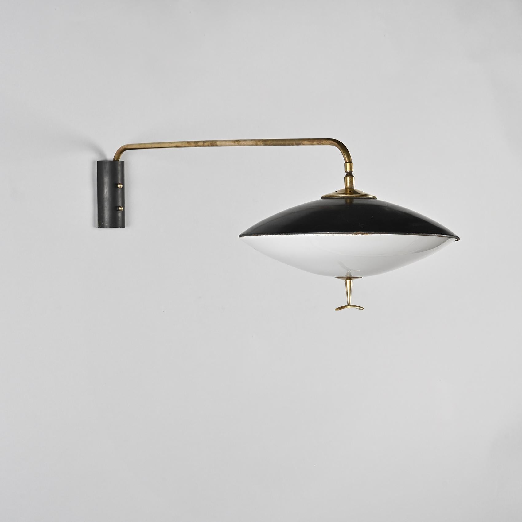 Pair of Metal and Brass Wall Light, Maison Arlus France 4