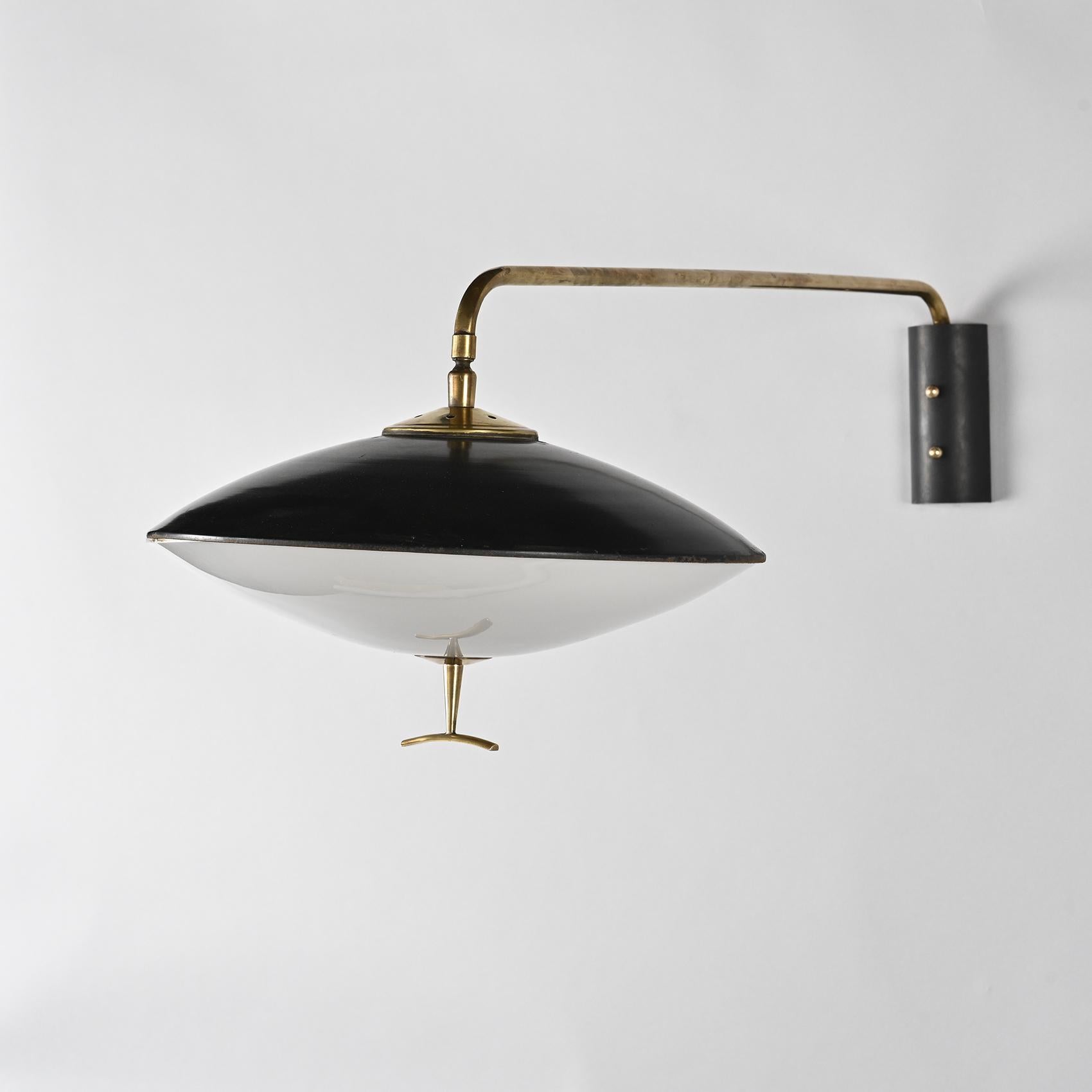 Pair of Metal and Brass Wall Light, Maison Arlus France 7