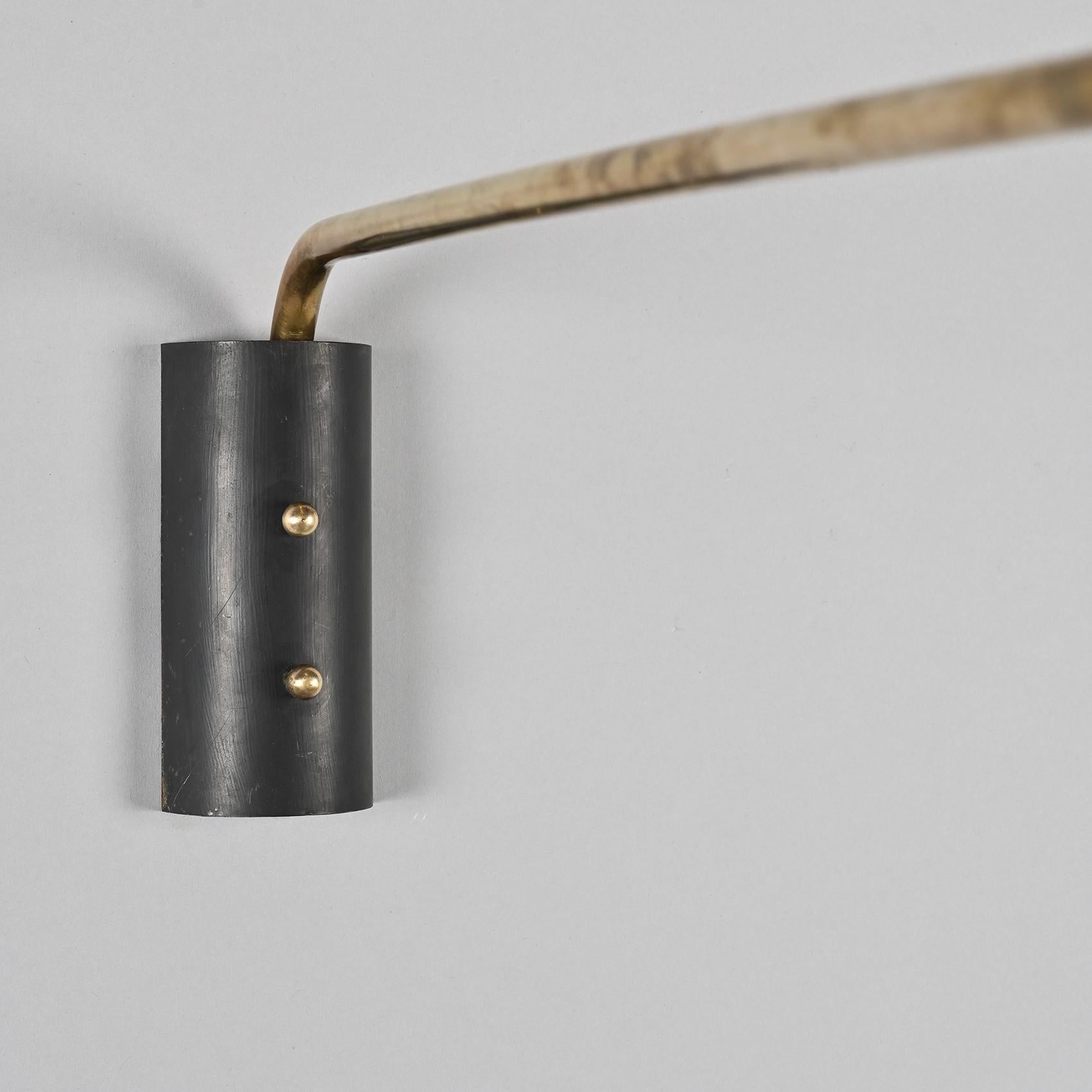 Pair of Metal and Brass Wall Light, Maison Arlus France 8