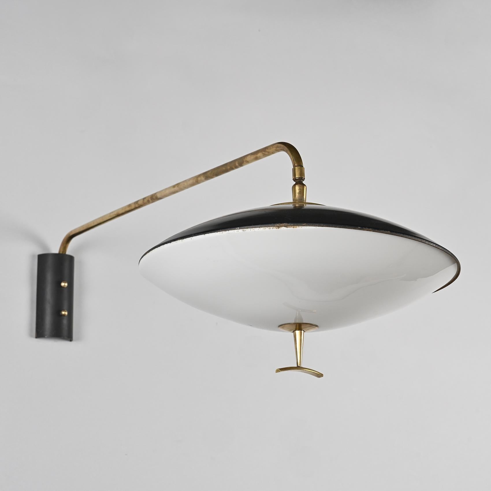 Pair of Metal and Brass Wall Light, Maison Arlus France 9