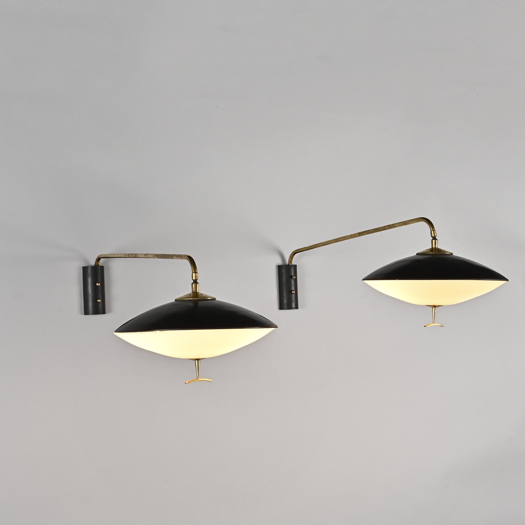 20th Century Pair of Metal and Brass Wall Light, Maison Arlus France