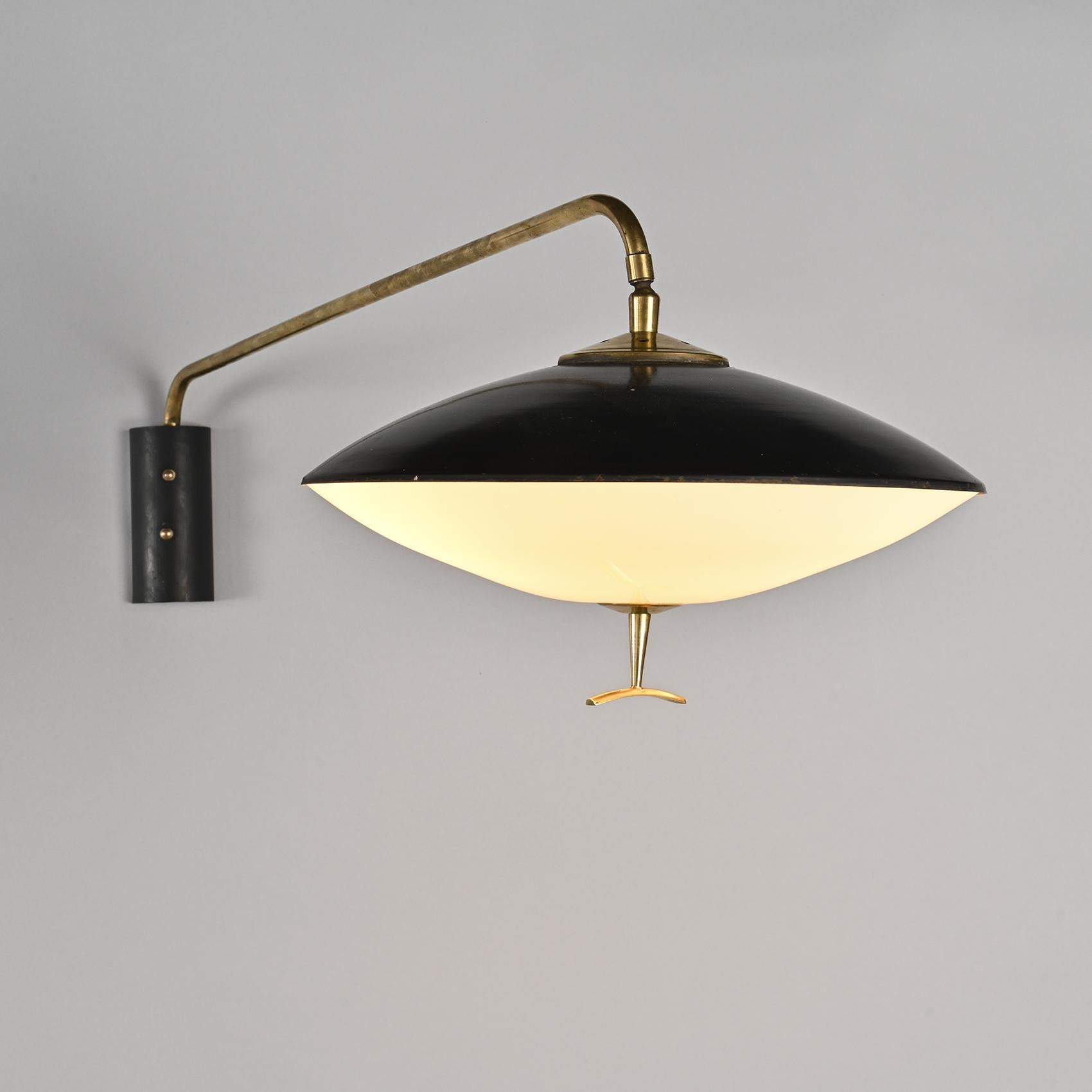 Pair of Metal and Brass Wall Light, Maison Arlus France 2