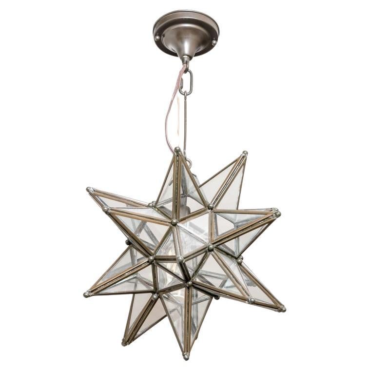 Contemporary Pair Of Metal and Glass Moravian Star Lighting Fixtures For Sale