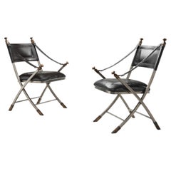 Pair of Metal and Leatherette Armchairs, Europe ca 1960s