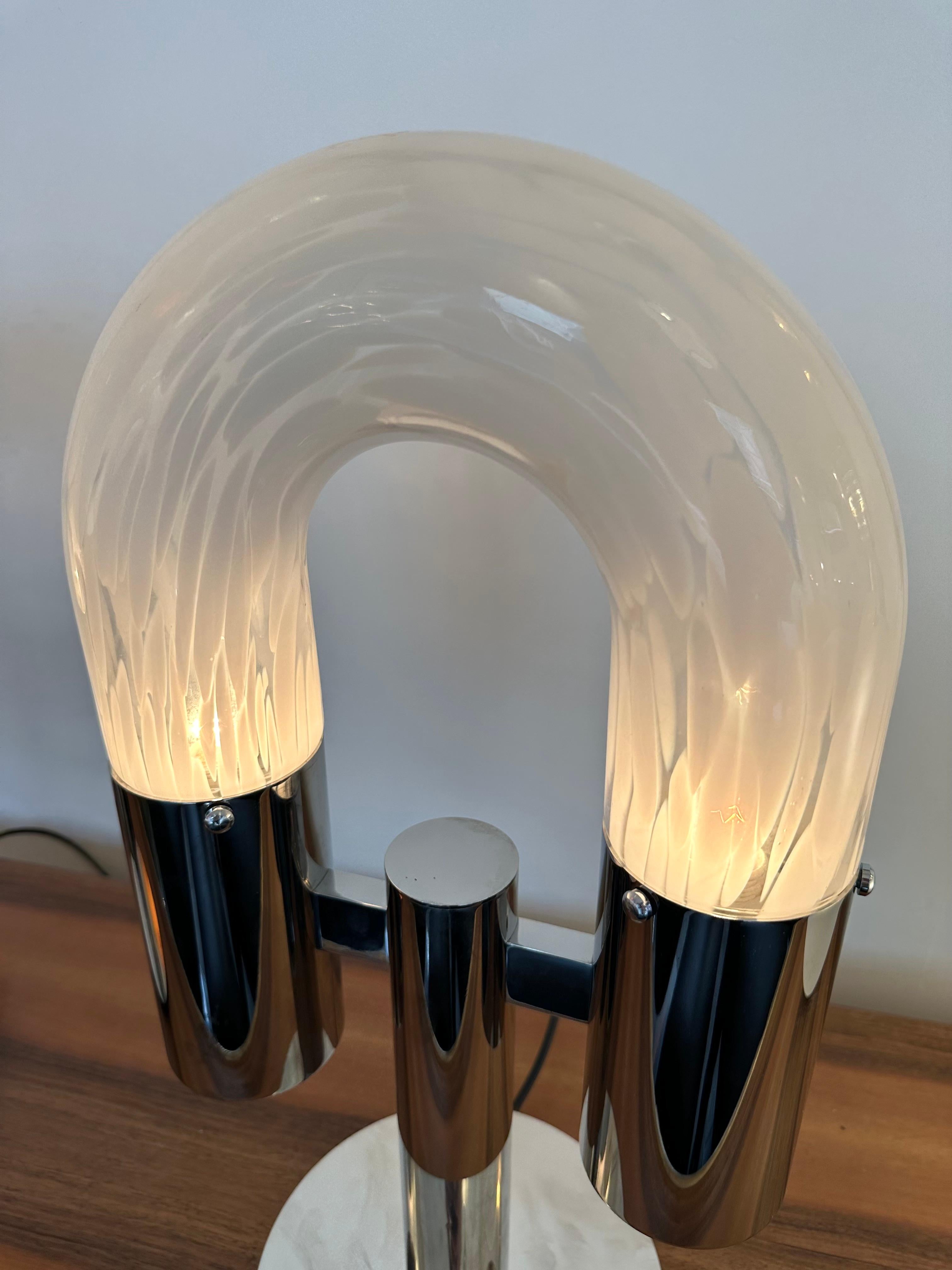 Pair of Metal and Murano Glass Lamps by Aldo Nason for Mazzega, Italy, 1970s For Sale 6