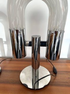 Pair of Metal and Murano Glass Lamps by Aldo Nason for Mazzega, Italy, 1970s