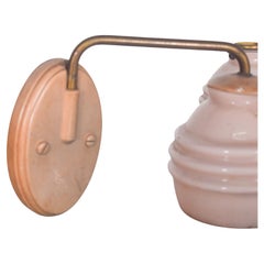 Pair of Metal and Pink Glass Wall Lights