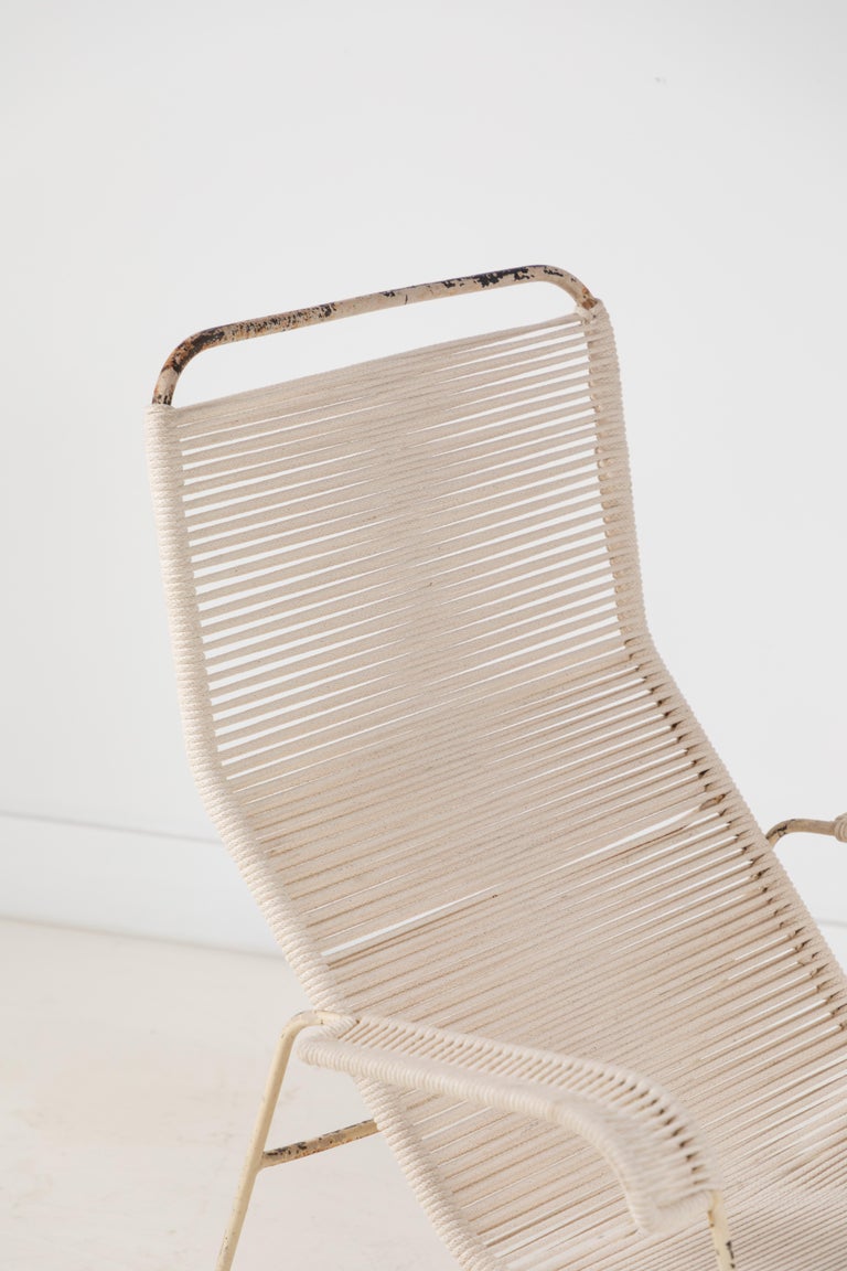 metal lounge chairs outdoor on Pair Of Metal And Rope Outdoor Lounge Chairs In The Style Of Walter Lamb For Sale At 1stdibs