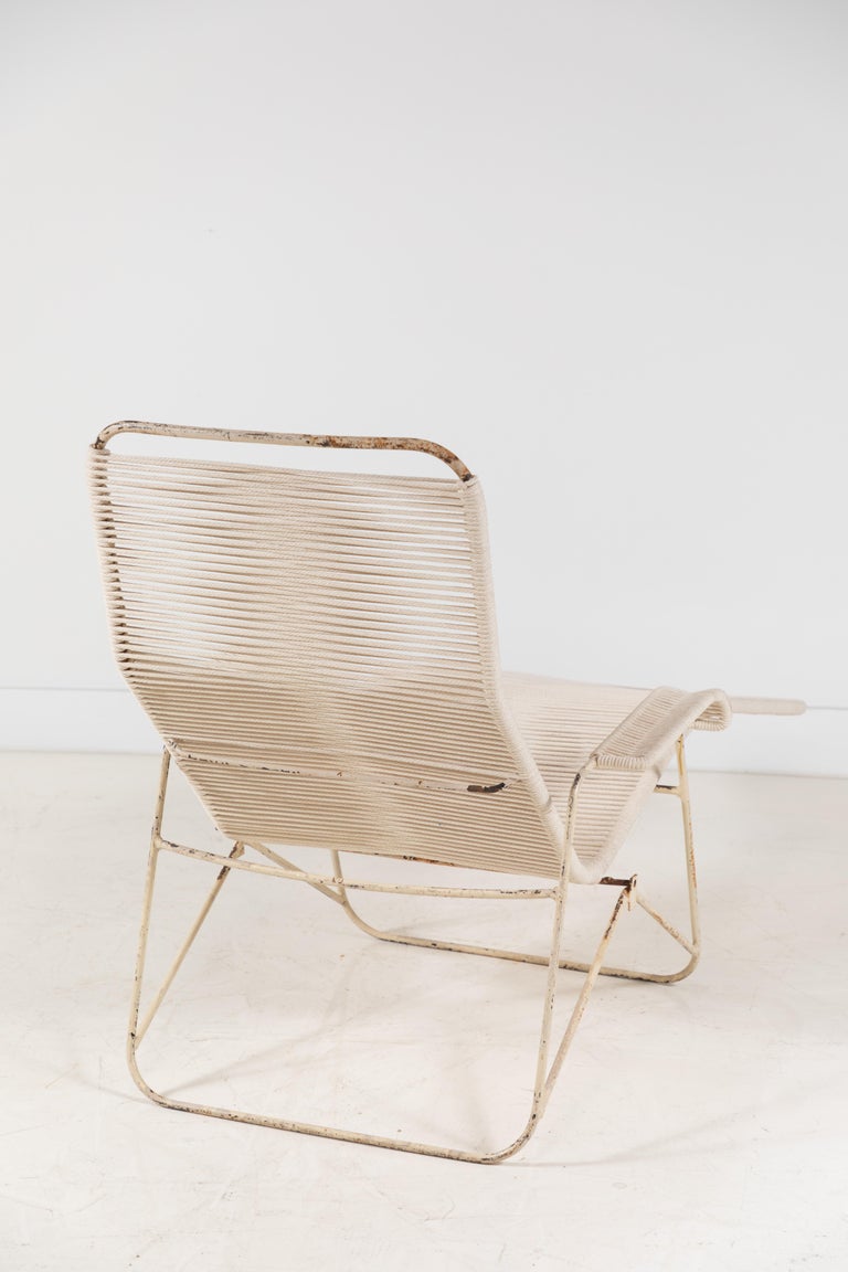 metal lounge chairs outdoor on Pair Of Metal And Rope Outdoor Lounge Chairs In The Style Of Walter Lamb For Sale At 1stdibs