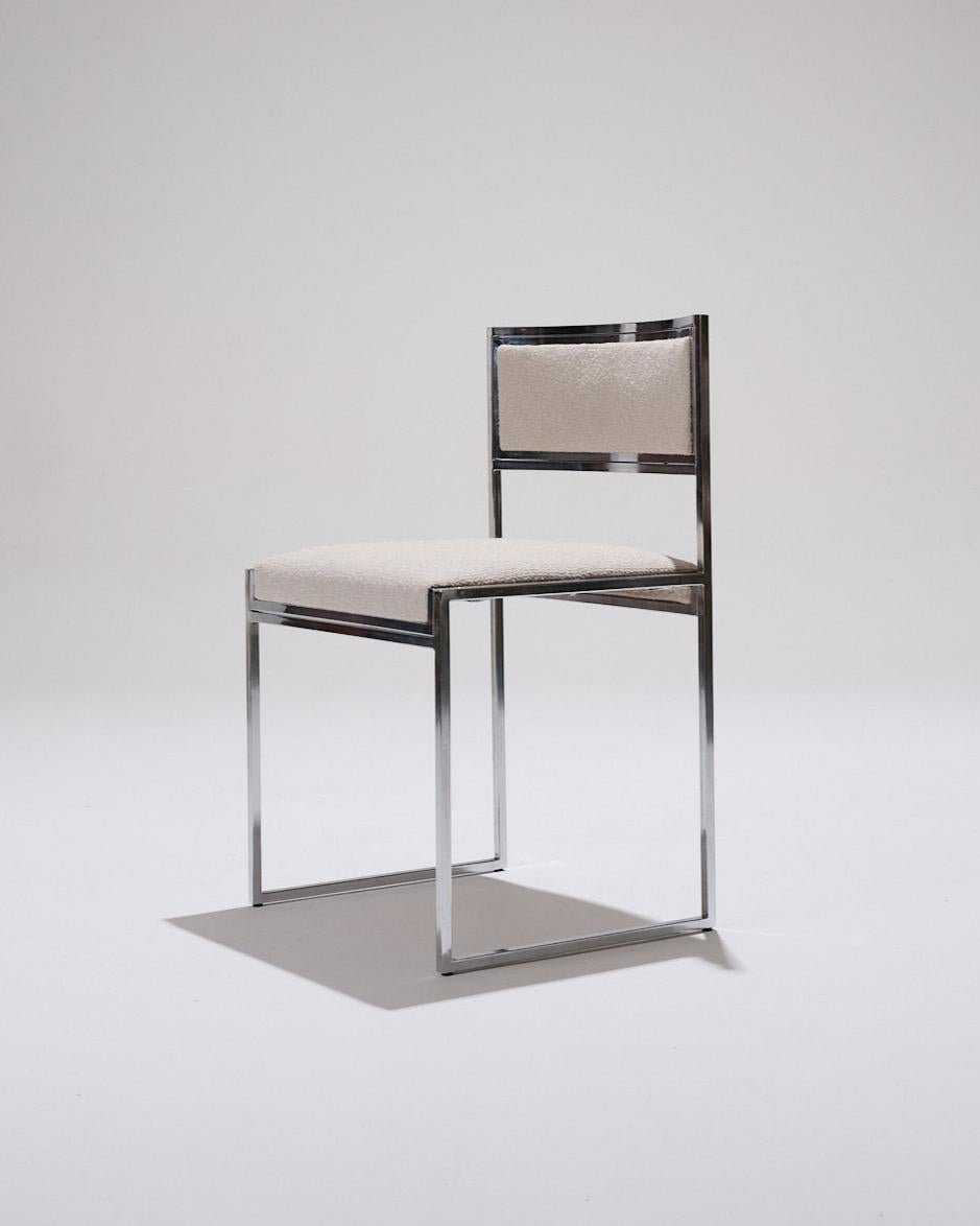 Mid-Century moderno Coppia di sedie in metallo e tessuto, anni '70 in vendita