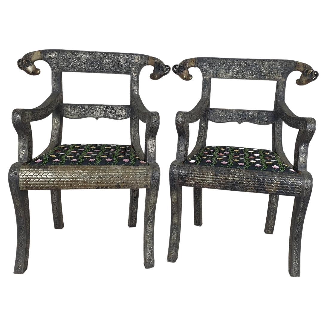 Pair of Metal Armchairs, India, Early 20th Century