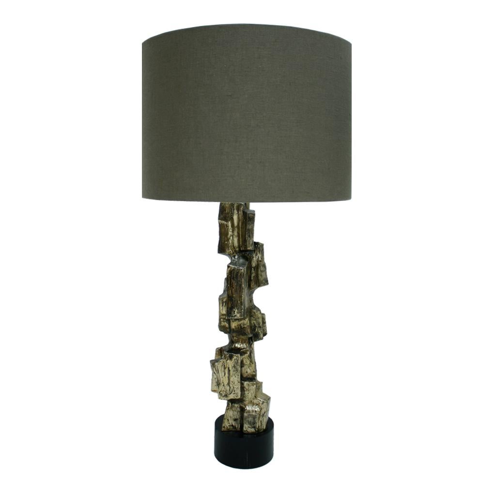 Lacquered Pair of Metal Brutalist Table Lamps Designed by Maurizio Tempestini