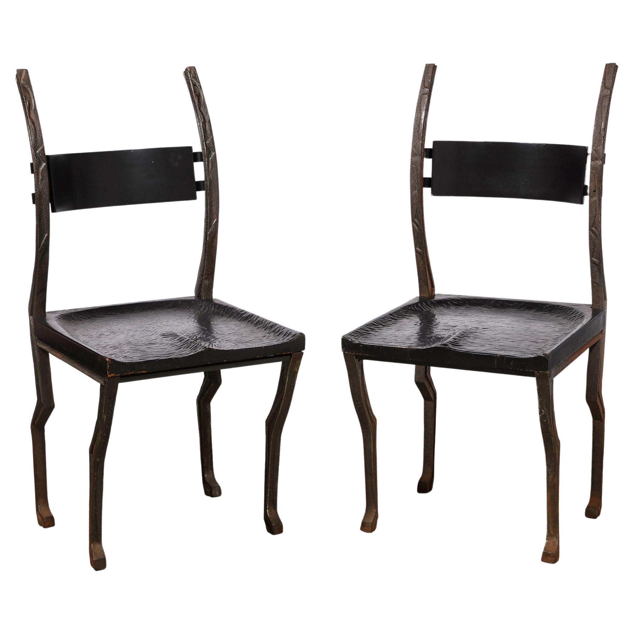 Pair of Metal Chairs by Laura Johnson Drake For Sale