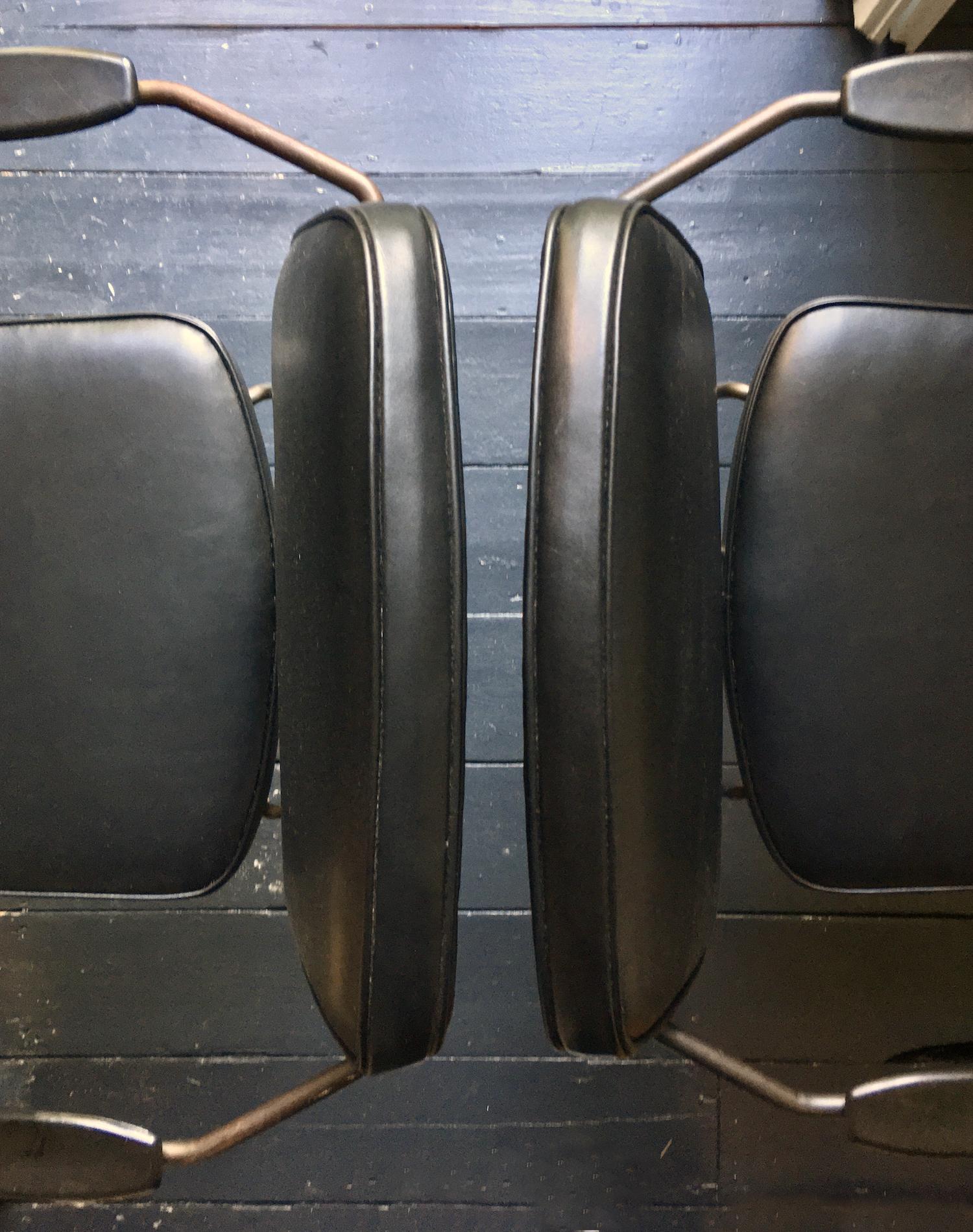 Pair of Metal Chairs by Rudolf Wolf, Black Leather Upholstery, Netherlands 2