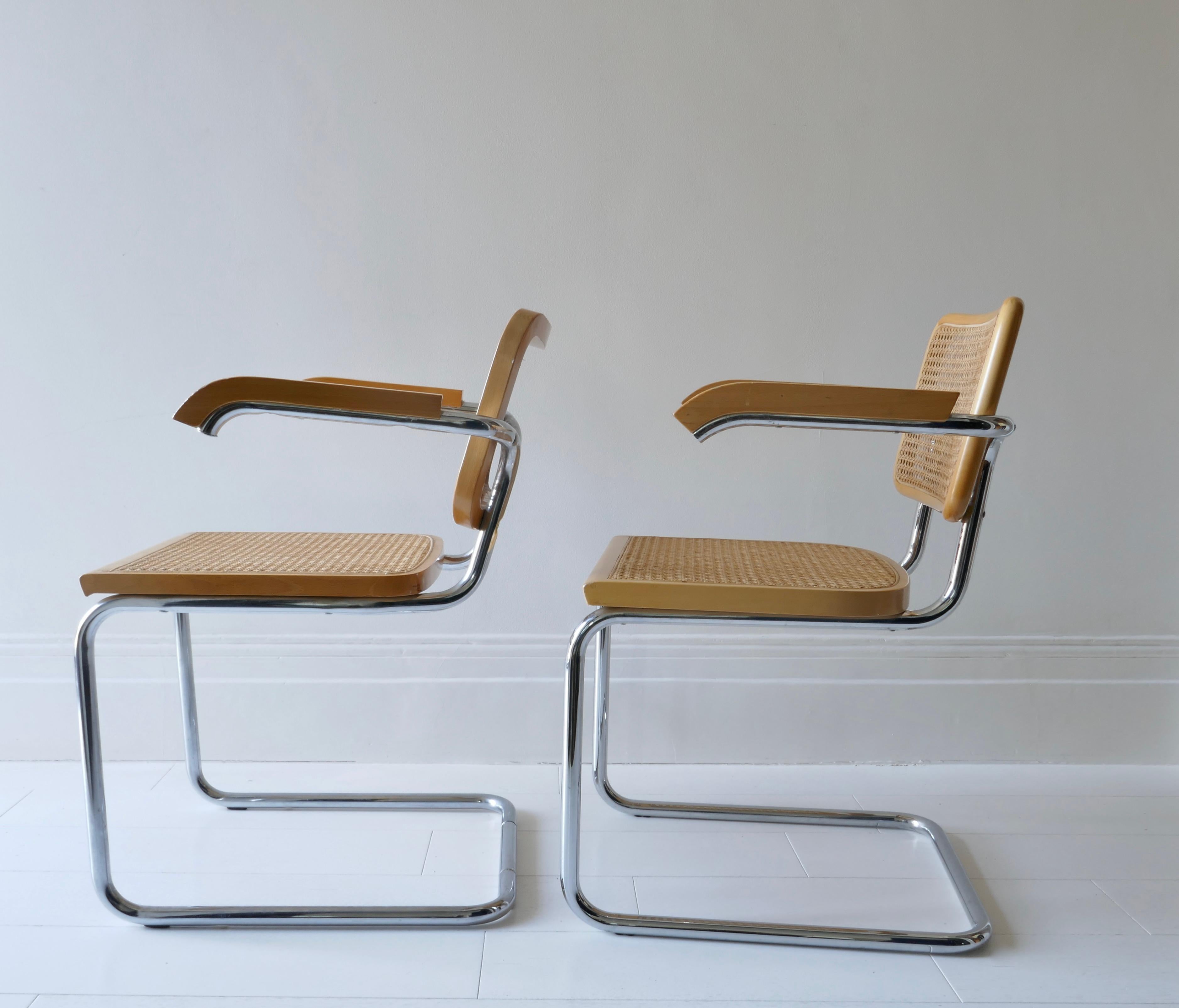 Pair Of Metal chrome and  Cane Armchairs , Italy 1970s For Sale 5