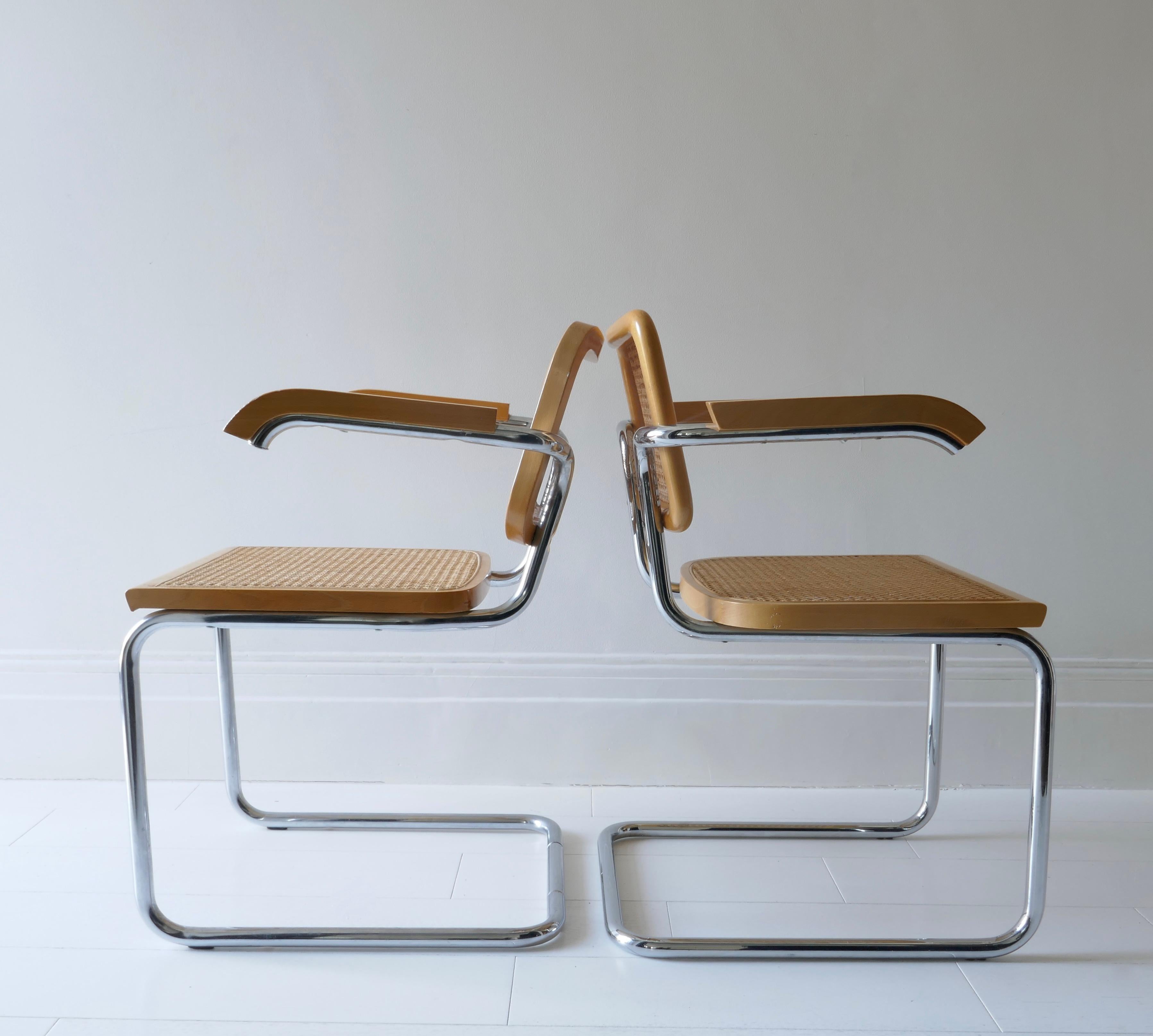 Pair Of Metal chrome and  Cane Armchairs , Italy 1970s 6