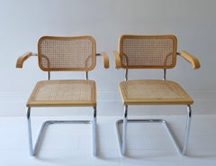 Pair Of Metal chrome and  Cane Armchairs , Italy 1970s