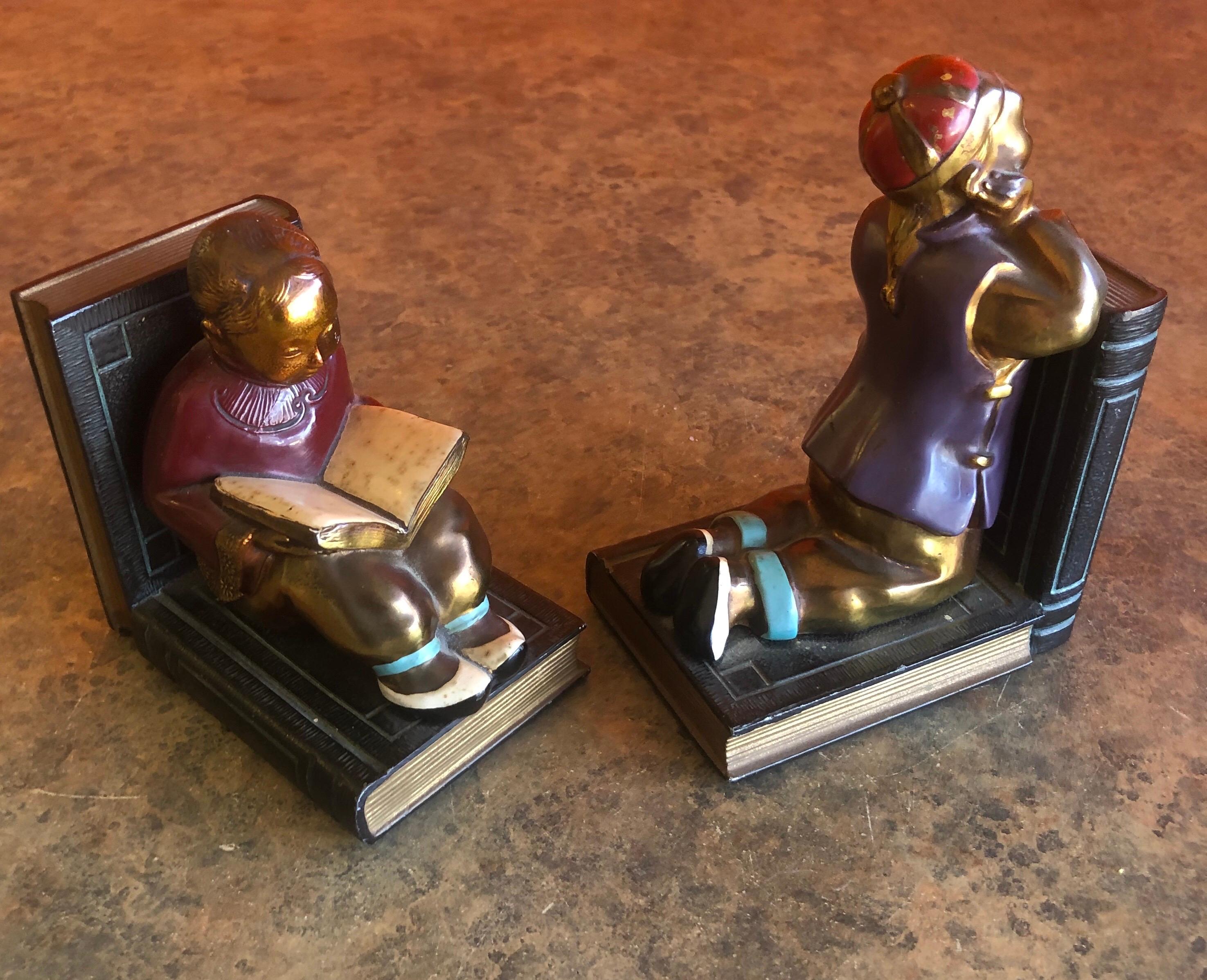 Pair of Metal Clad Art Deco Bookends by Ronson Art Metal Works 1