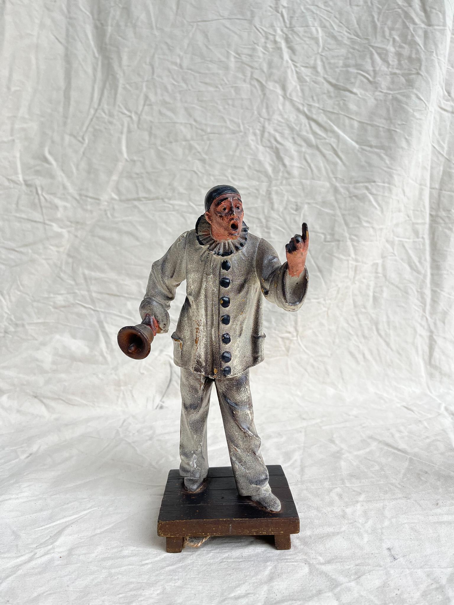 French Pair of Metal Figures, Pierrot and Pantaleon, 19th Century France For Sale