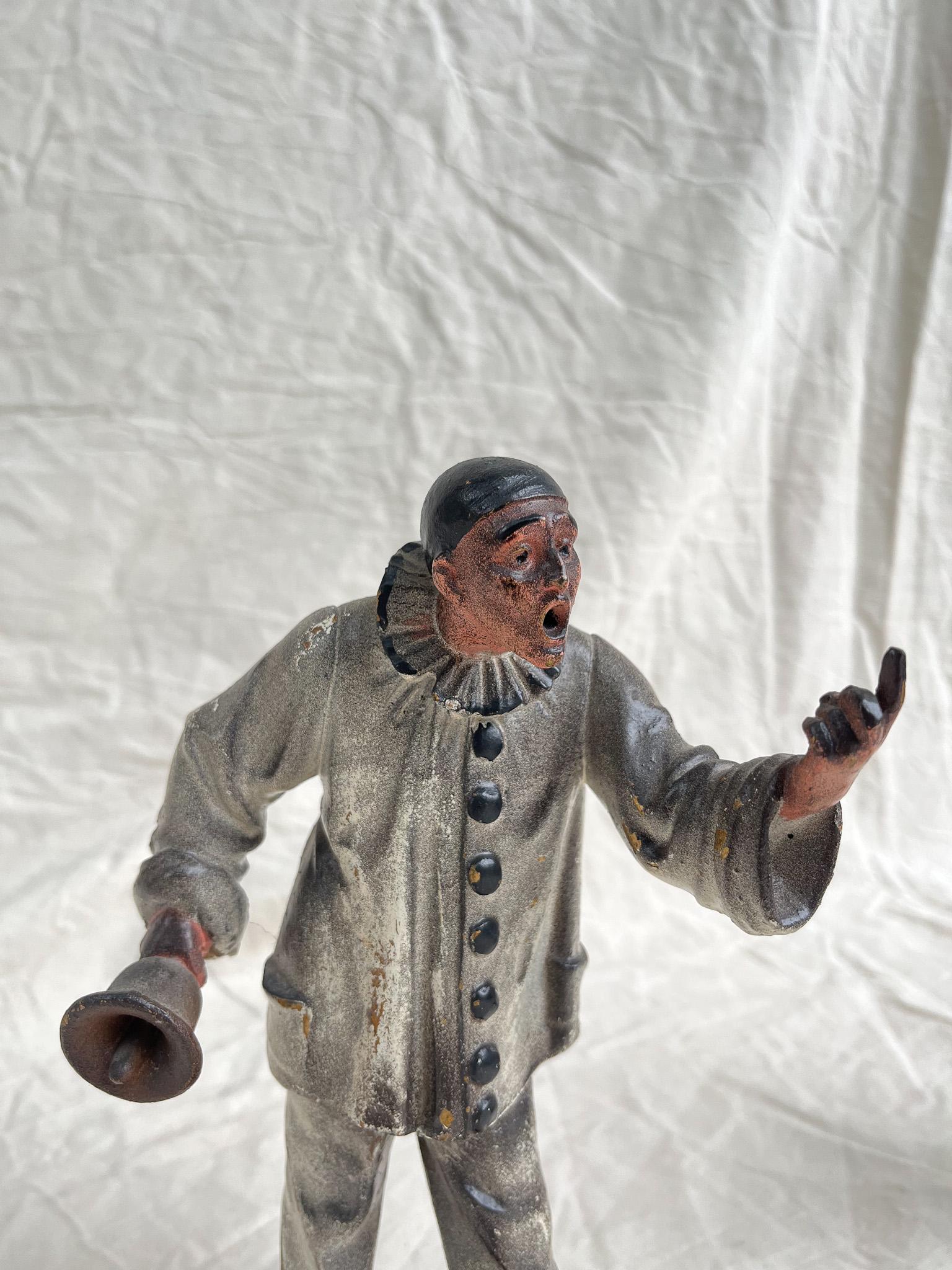 Pair of Metal Figures, Pierrot and Pantaleon, 19th Century France In Good Condition For Sale In Lisboa, PT