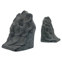 Pair of Metal Flower Bookends, 1960's 