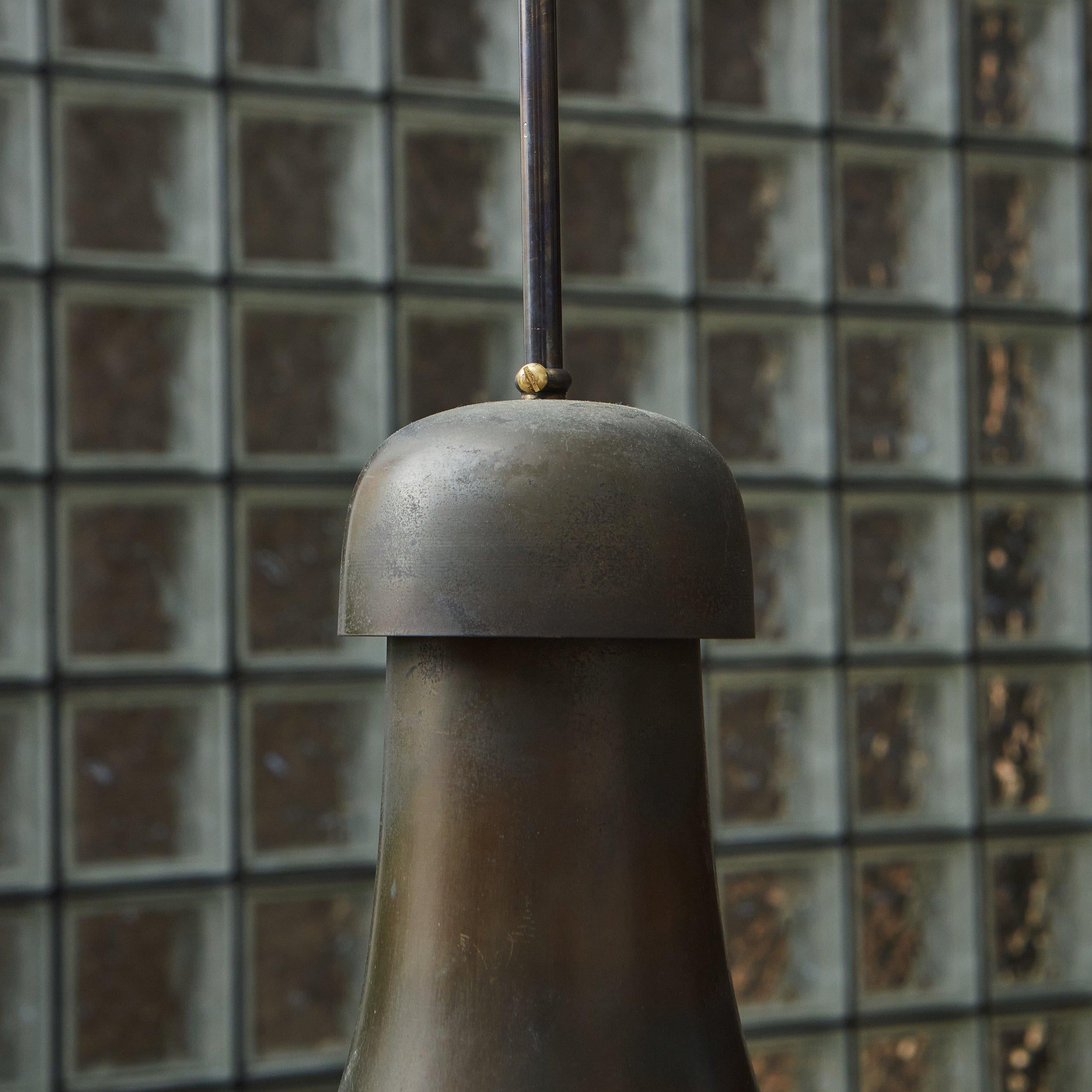 Mid-20th Century Pair of Metal + Glass Pendant Lights in the Style of Sergio Mazza, Italy 1960s For Sale